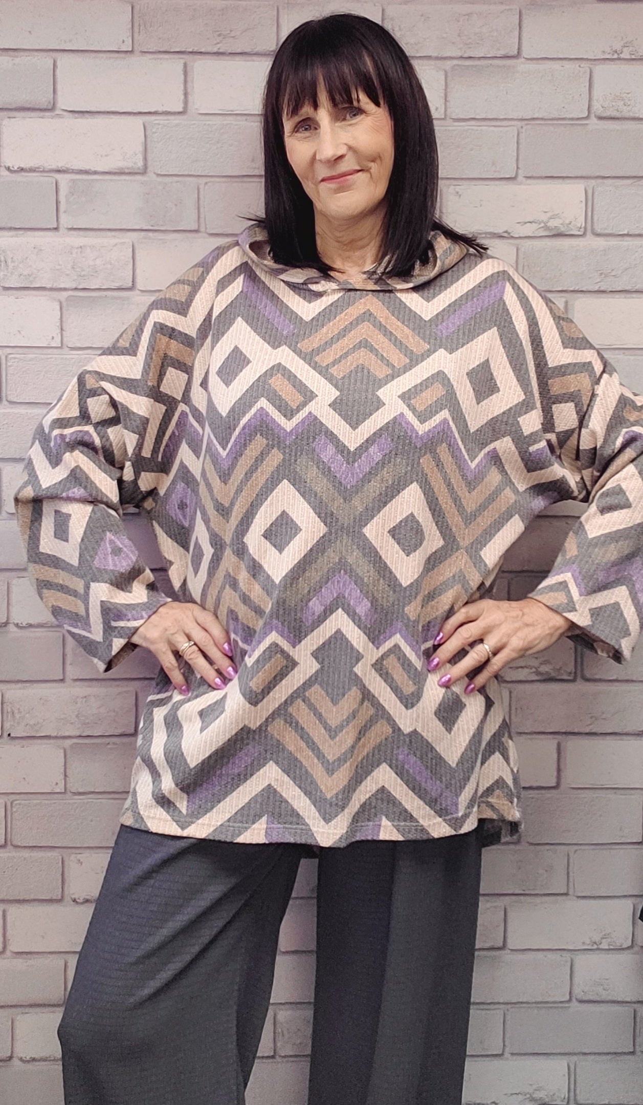 Sue Abstract Print Hoodie