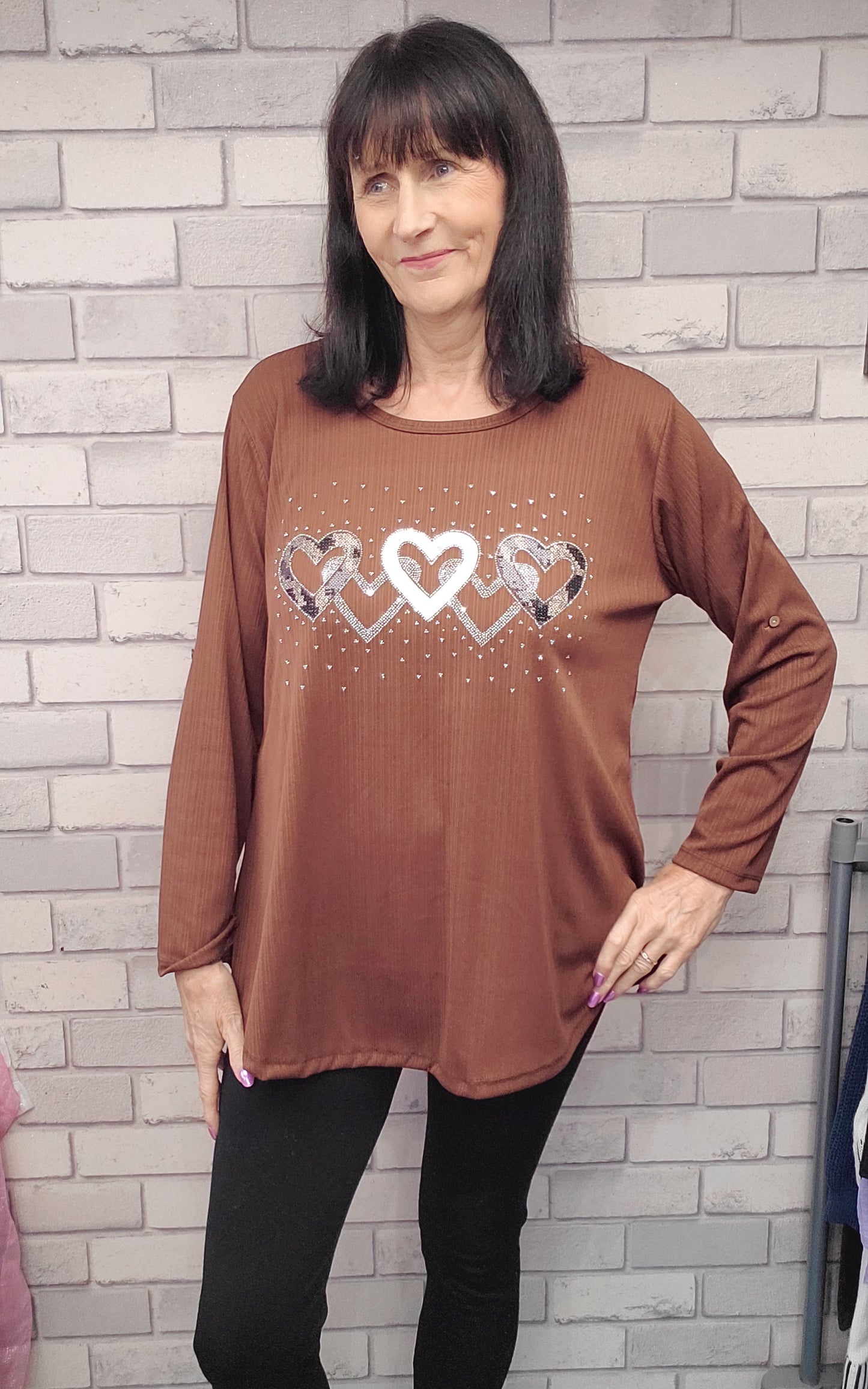 Liberty Long Sleeve Top With Heart Pattern