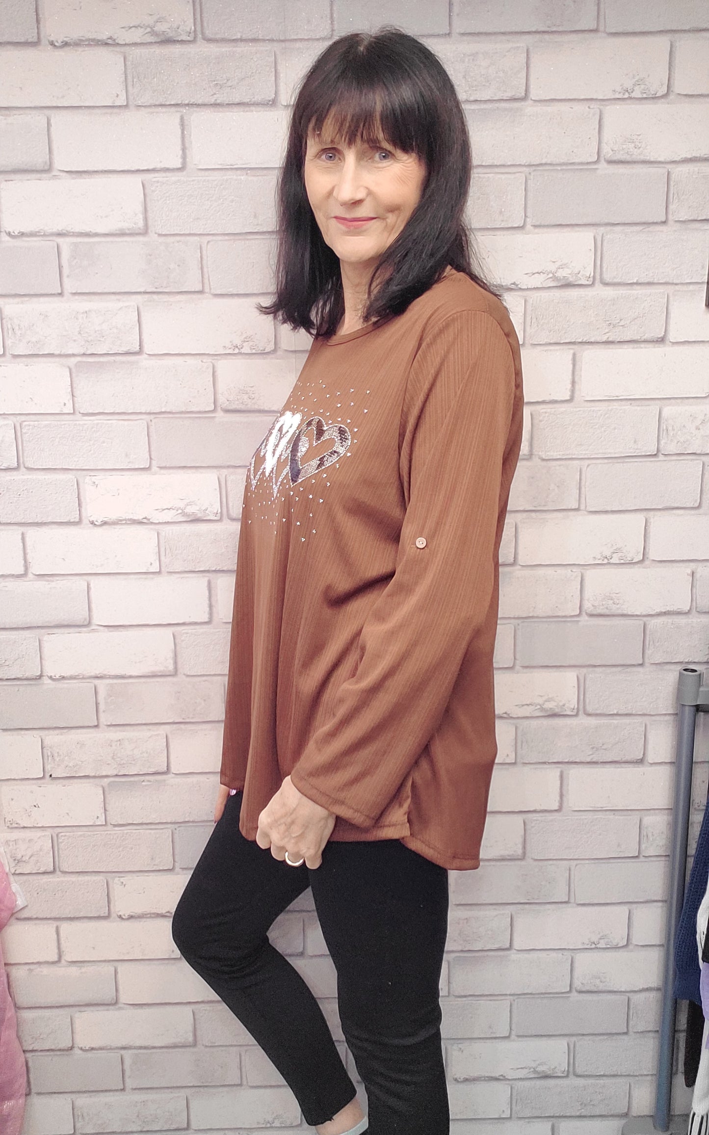 Liberty Long Sleeve Top With Heart Pattern - Couture Boutique