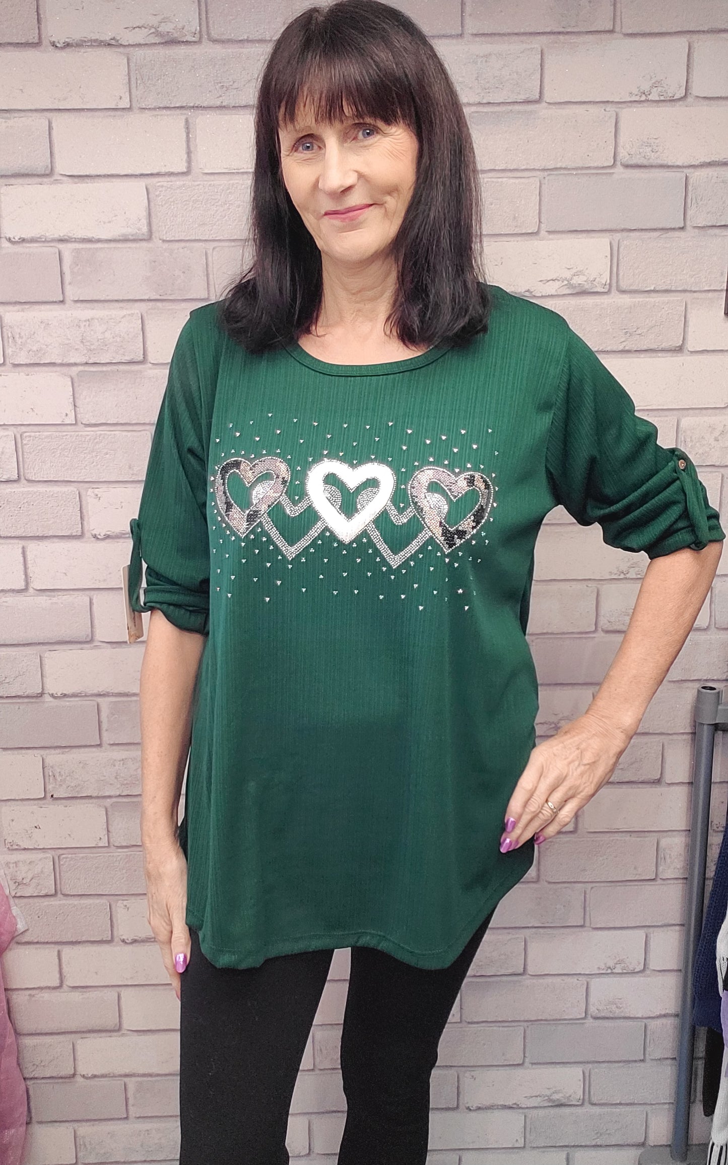 Liberty Long Sleeve Top With Heart Pattern