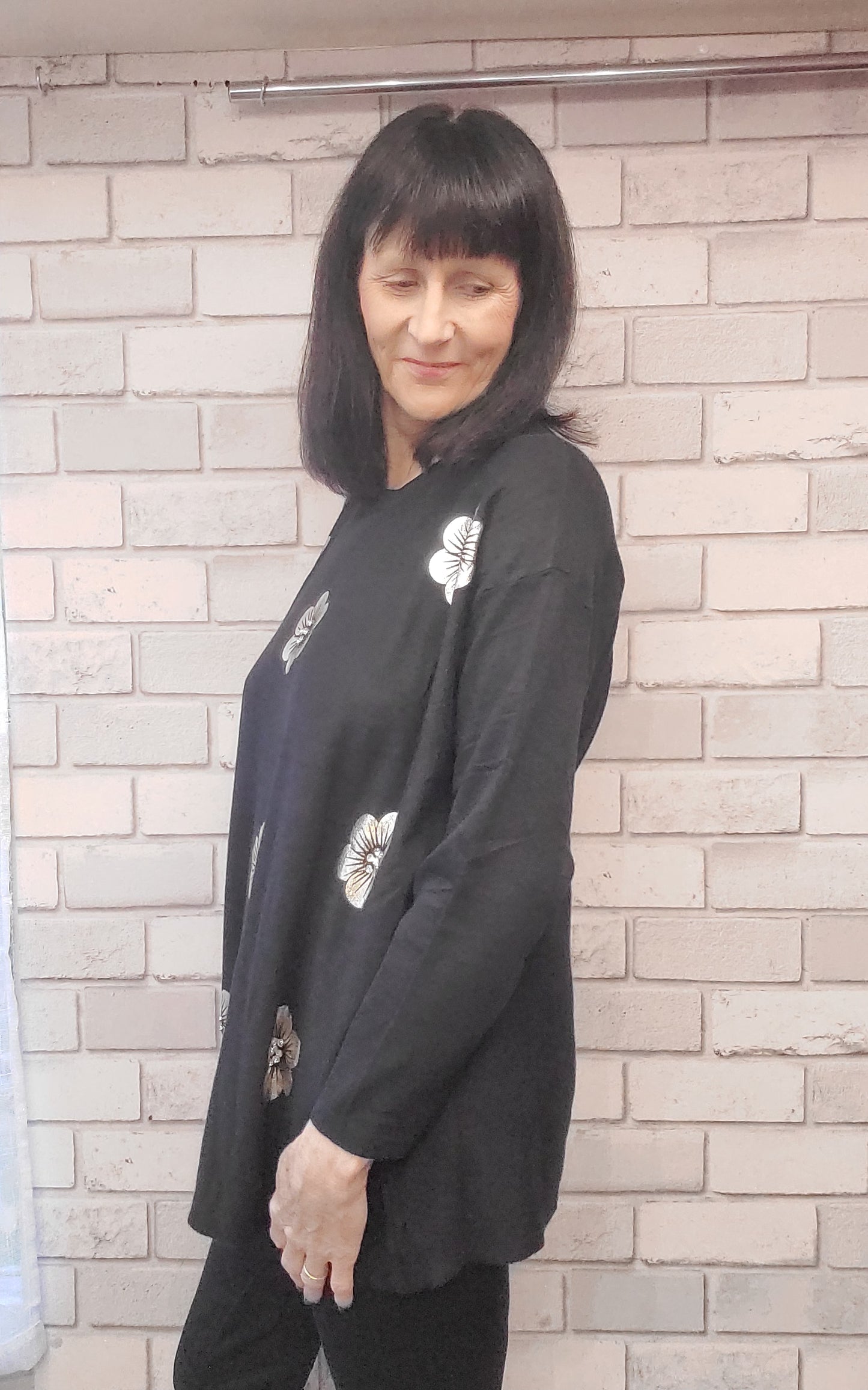 Nadia Gold Flower Print Soft Knit Jumper - Couture Boutique