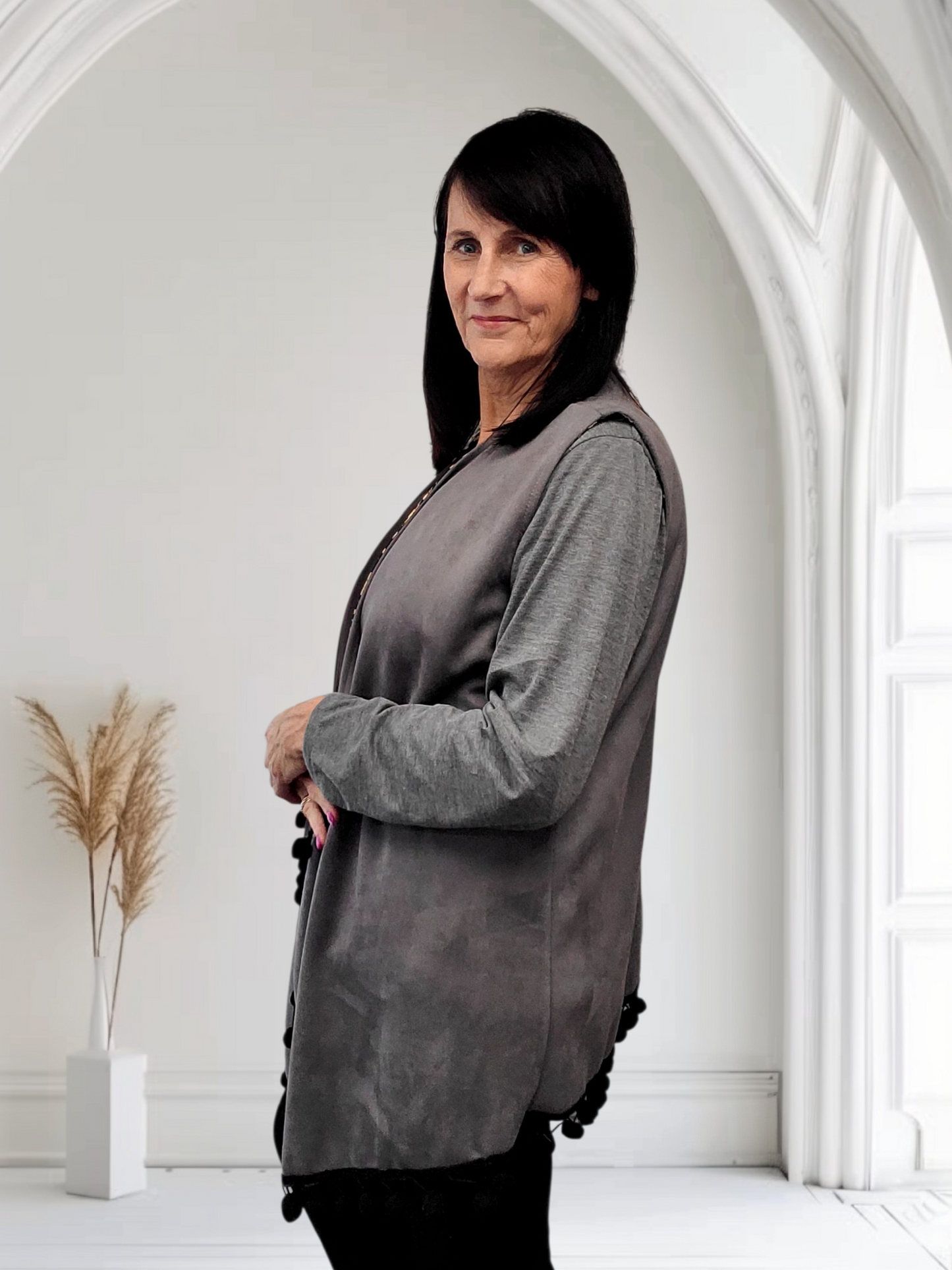 Stylish Ladies Gilet – Pom Pom Design