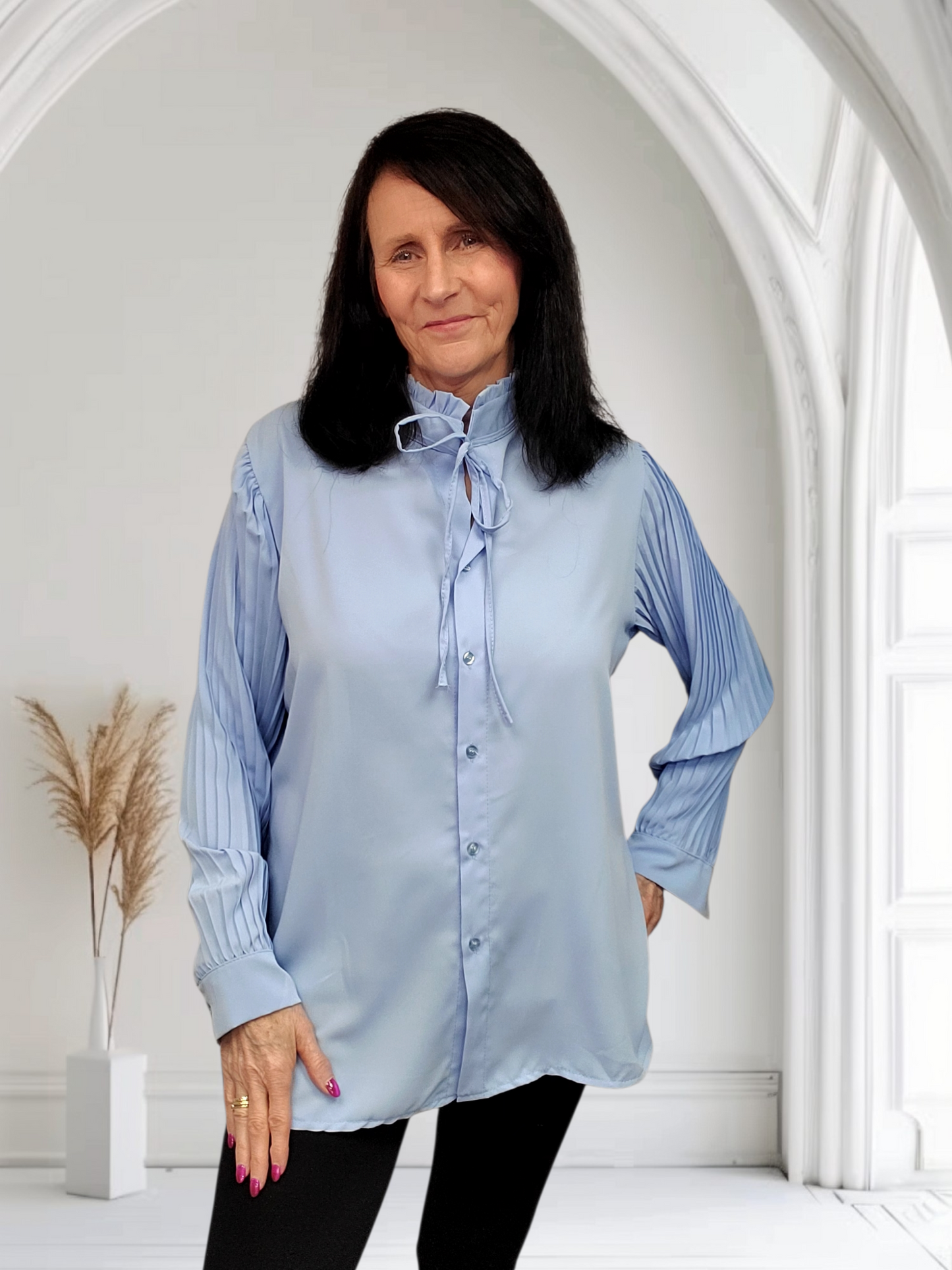 Lisa Women’s Classy Blouse With Pleated Sleeve - Couture Boutique