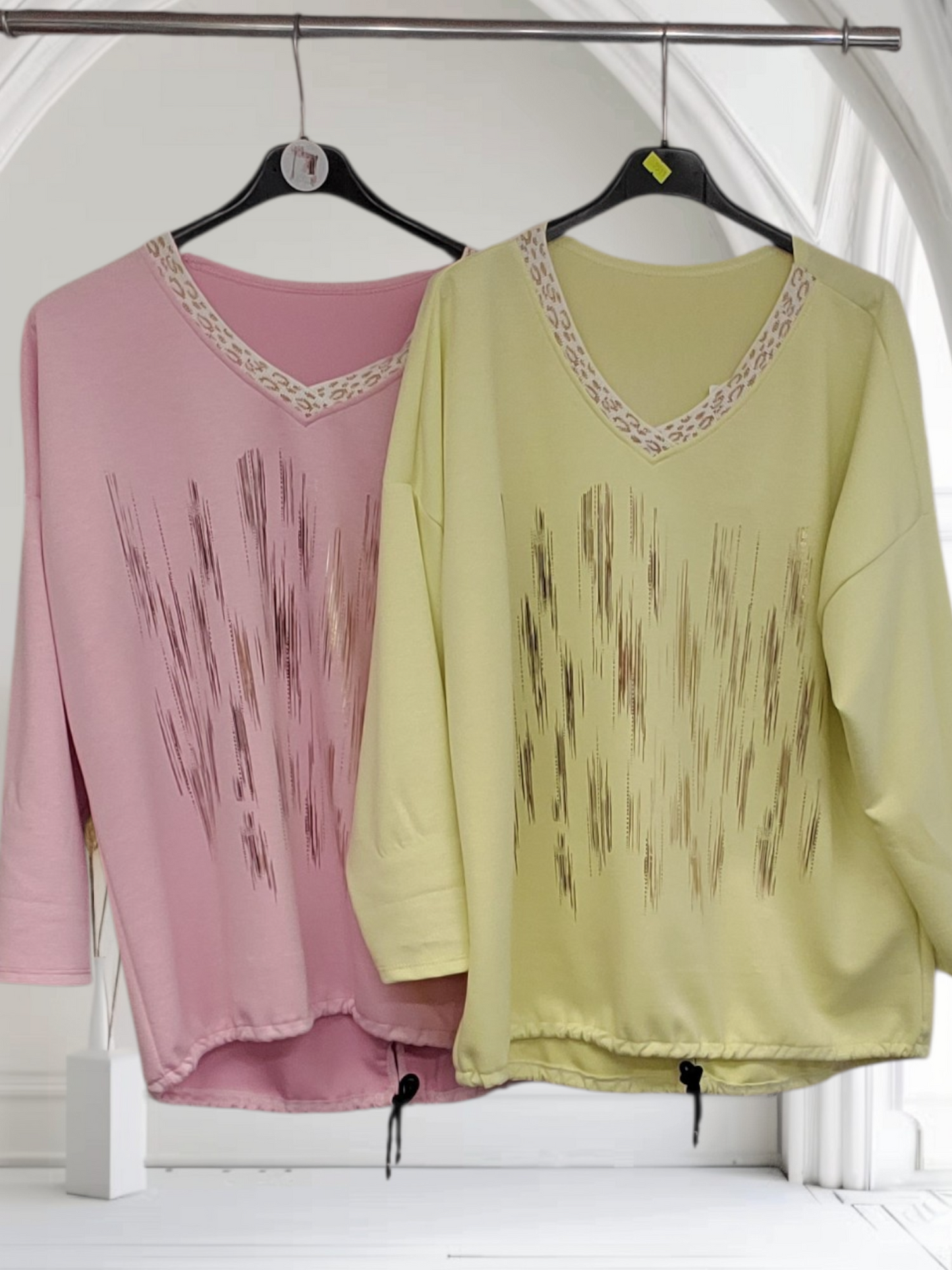 Belle Ladies Foil Print Top – Shiny Metallic Design Summer Top
