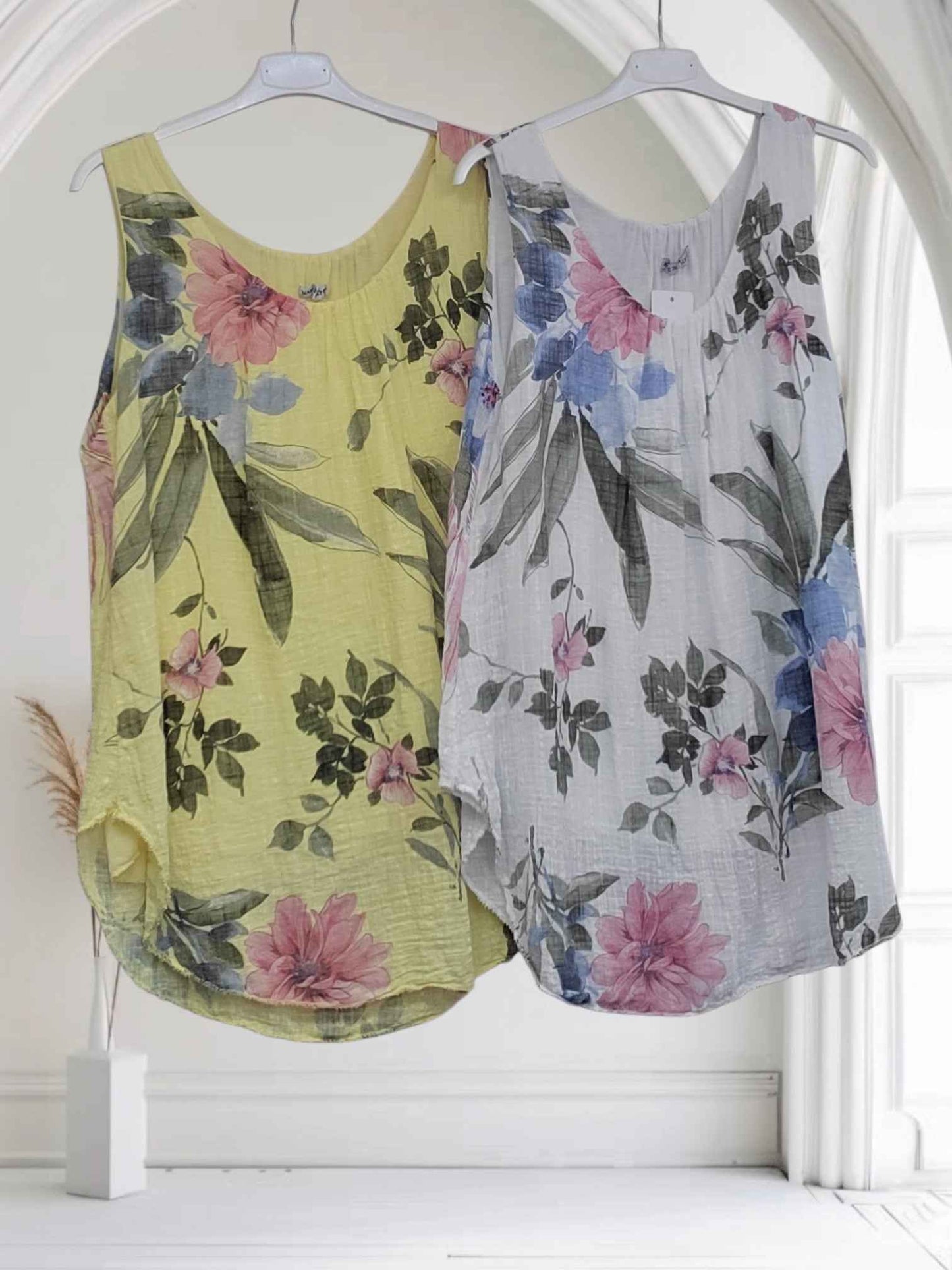 Viola Floral Cotton Vest Top | Fully Lined | One Size Fits Up to UK 16