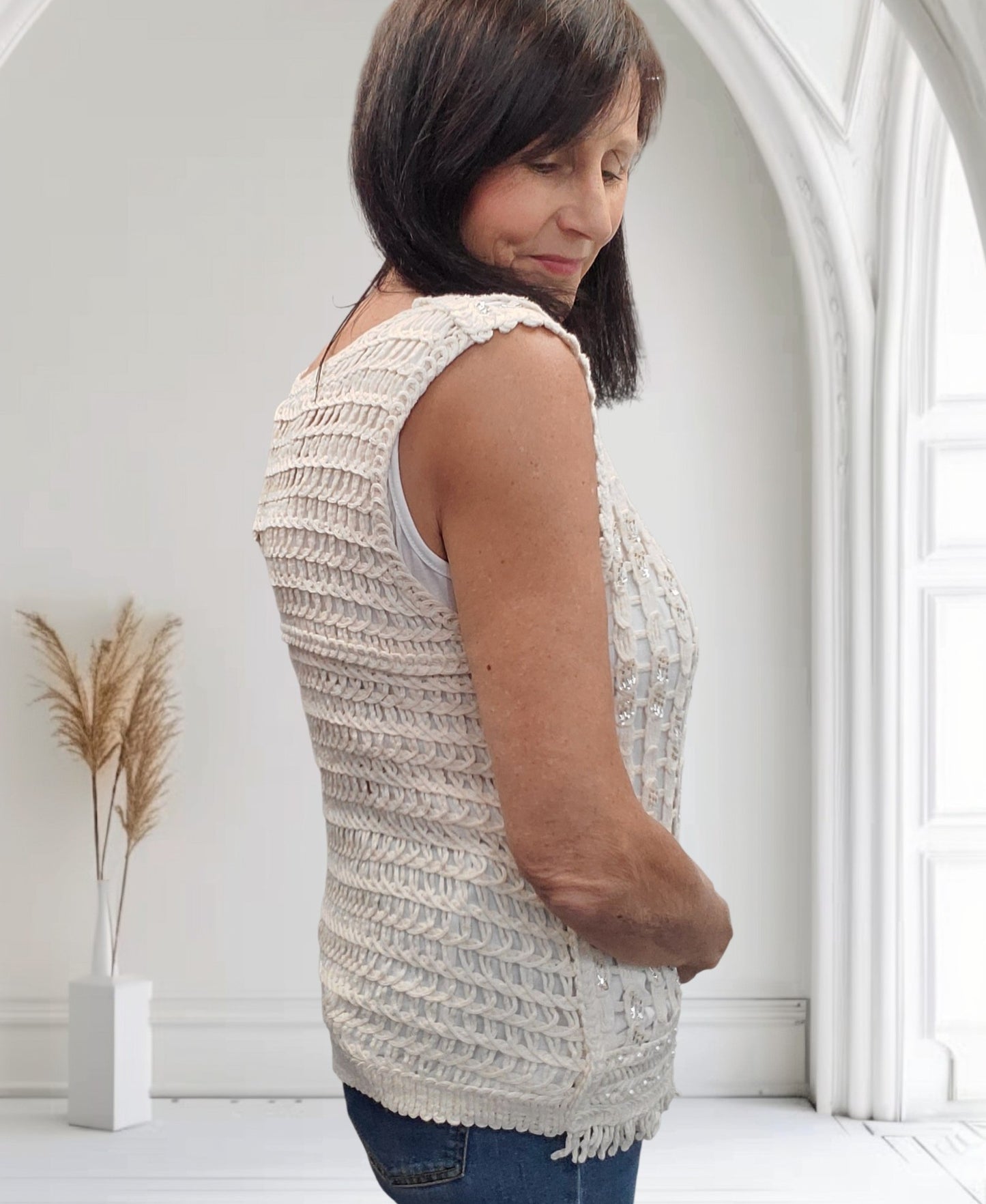 Carrie Crochet Cardigan with Bead & Sequin Detail