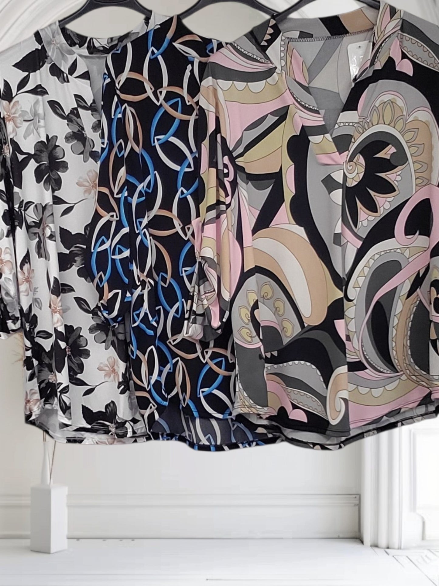 Ladies V neck Top 3 Prints- Patty
