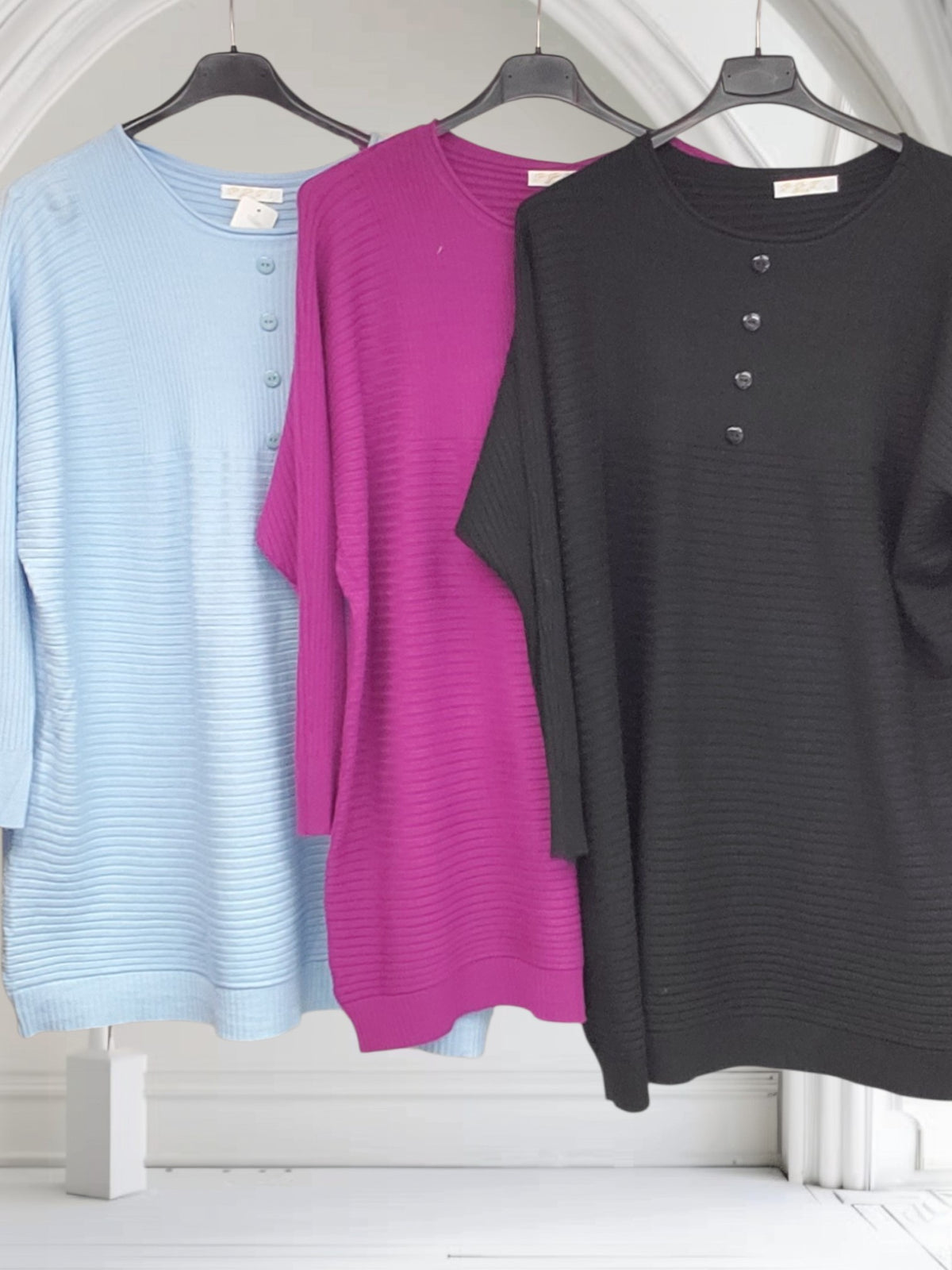 Ribbed Button Detail Top – 3 Colours- Liv