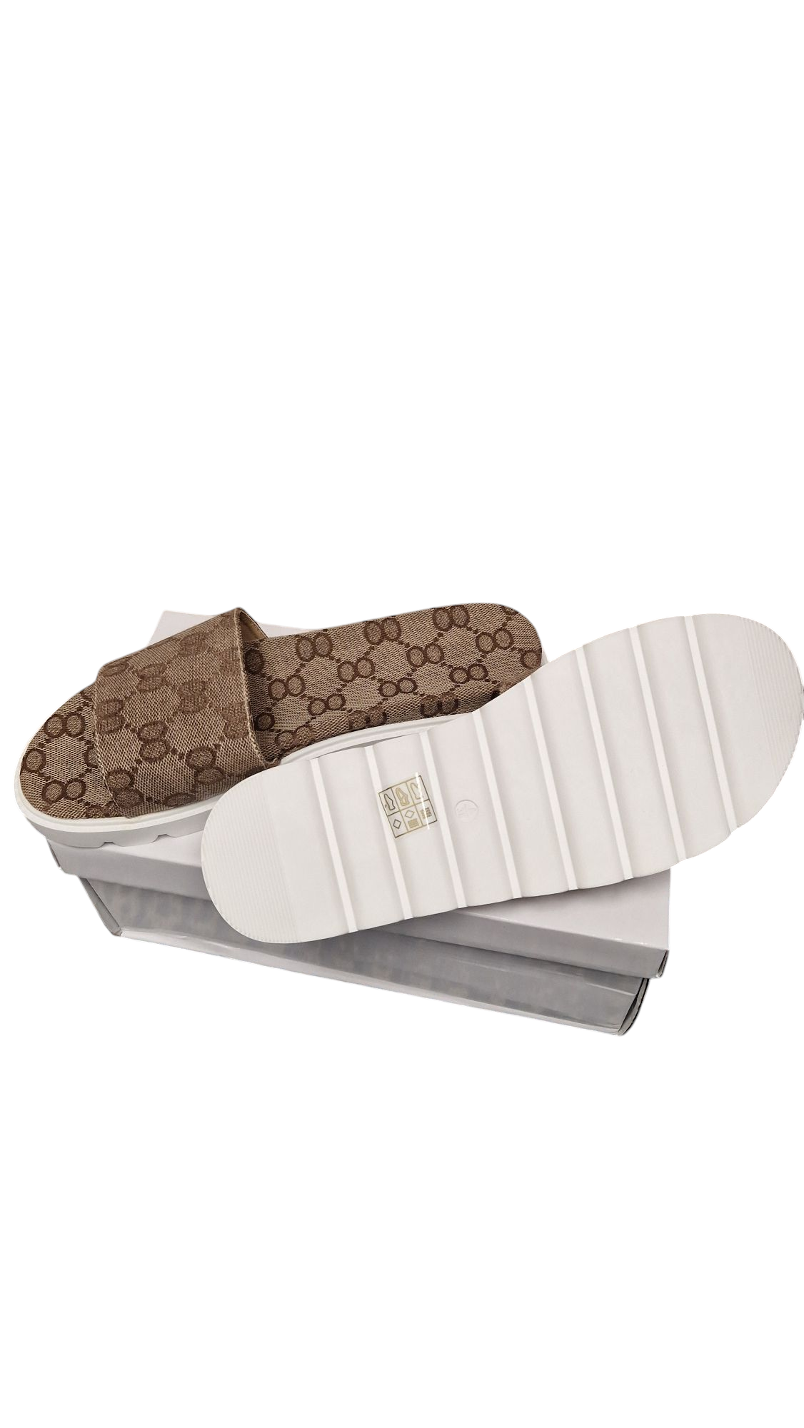 Womens Beige Sliders - Couture Boutique