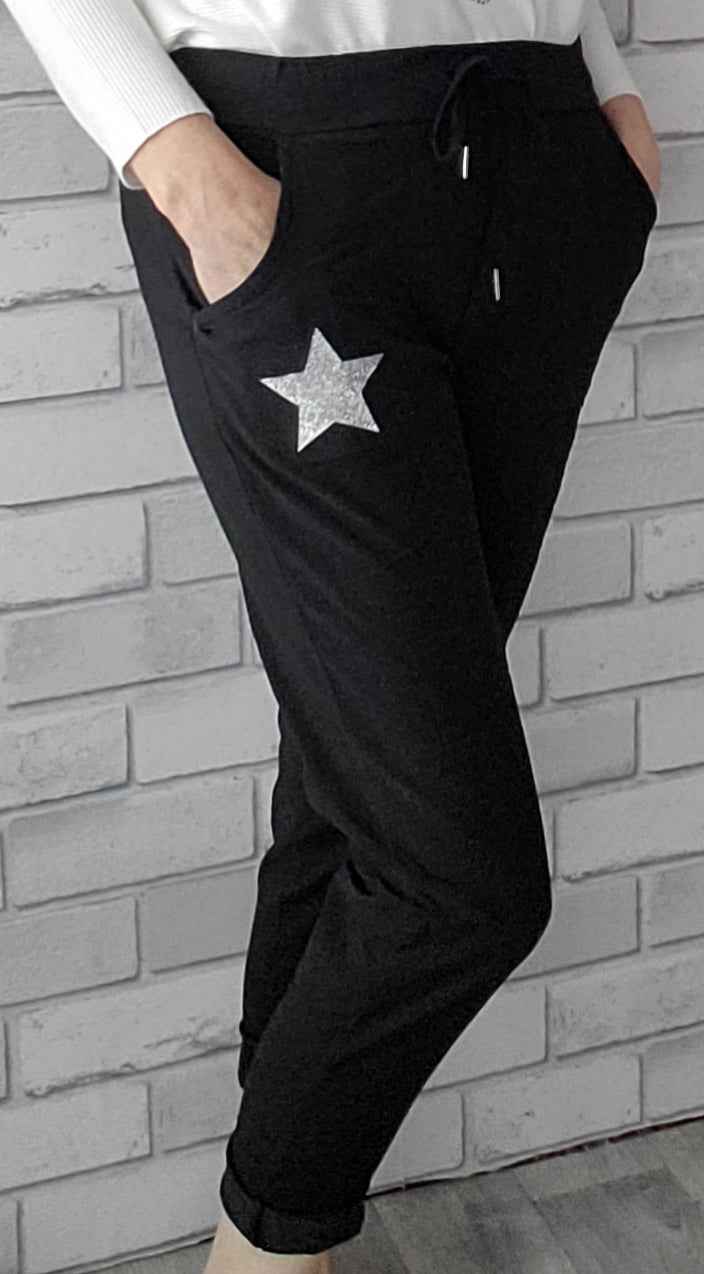 Lara Plain Magic Pants With Glitter Star