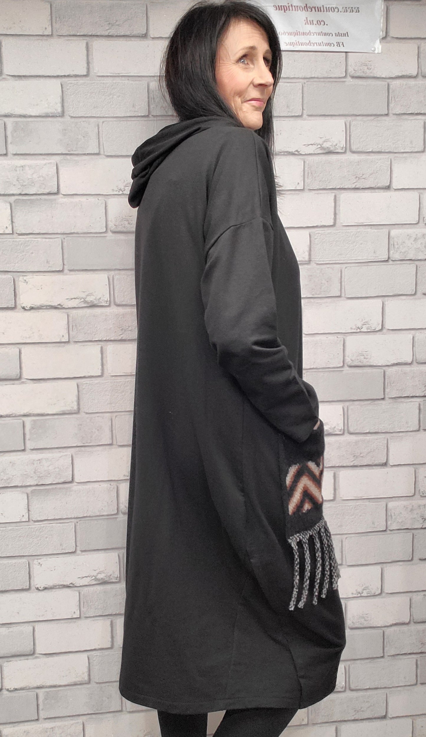 Julia Hooded Dress In Black With Pocket - Couture Boutique