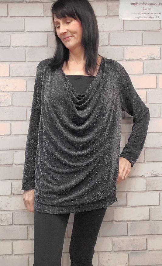 Viola Sparkle Draped  Neck Top