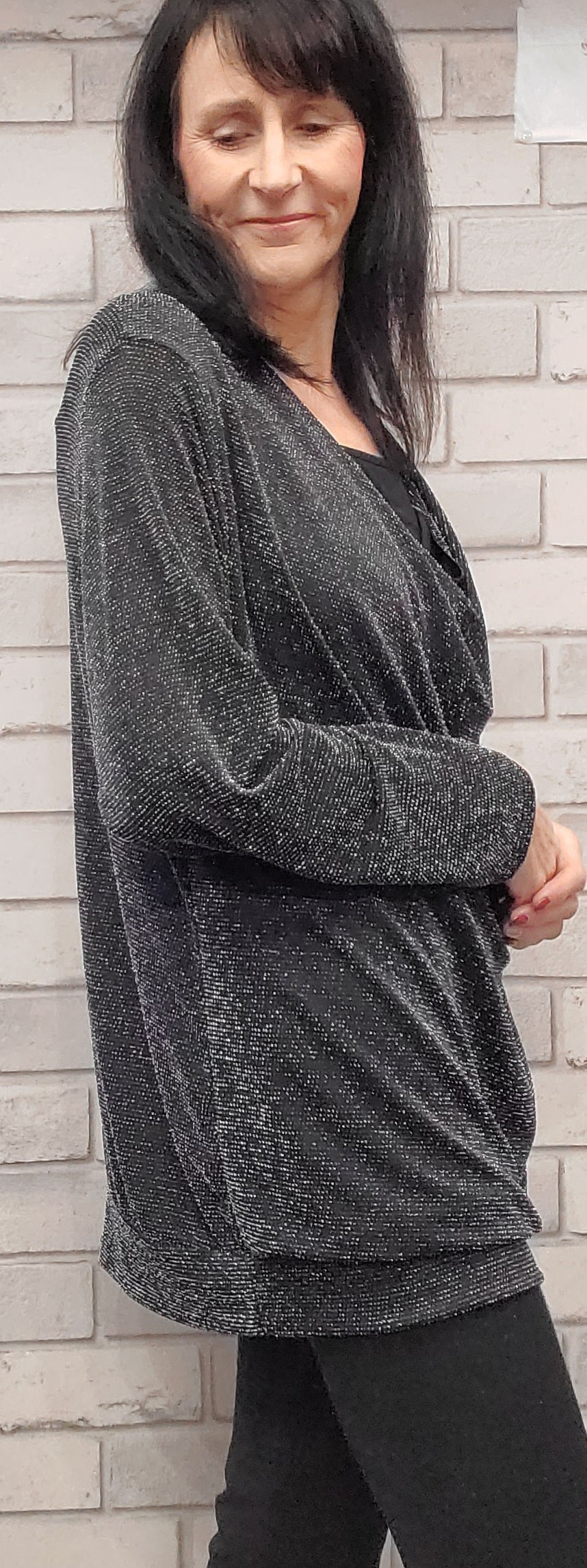 Viola Sparkle Draped  Neck Top