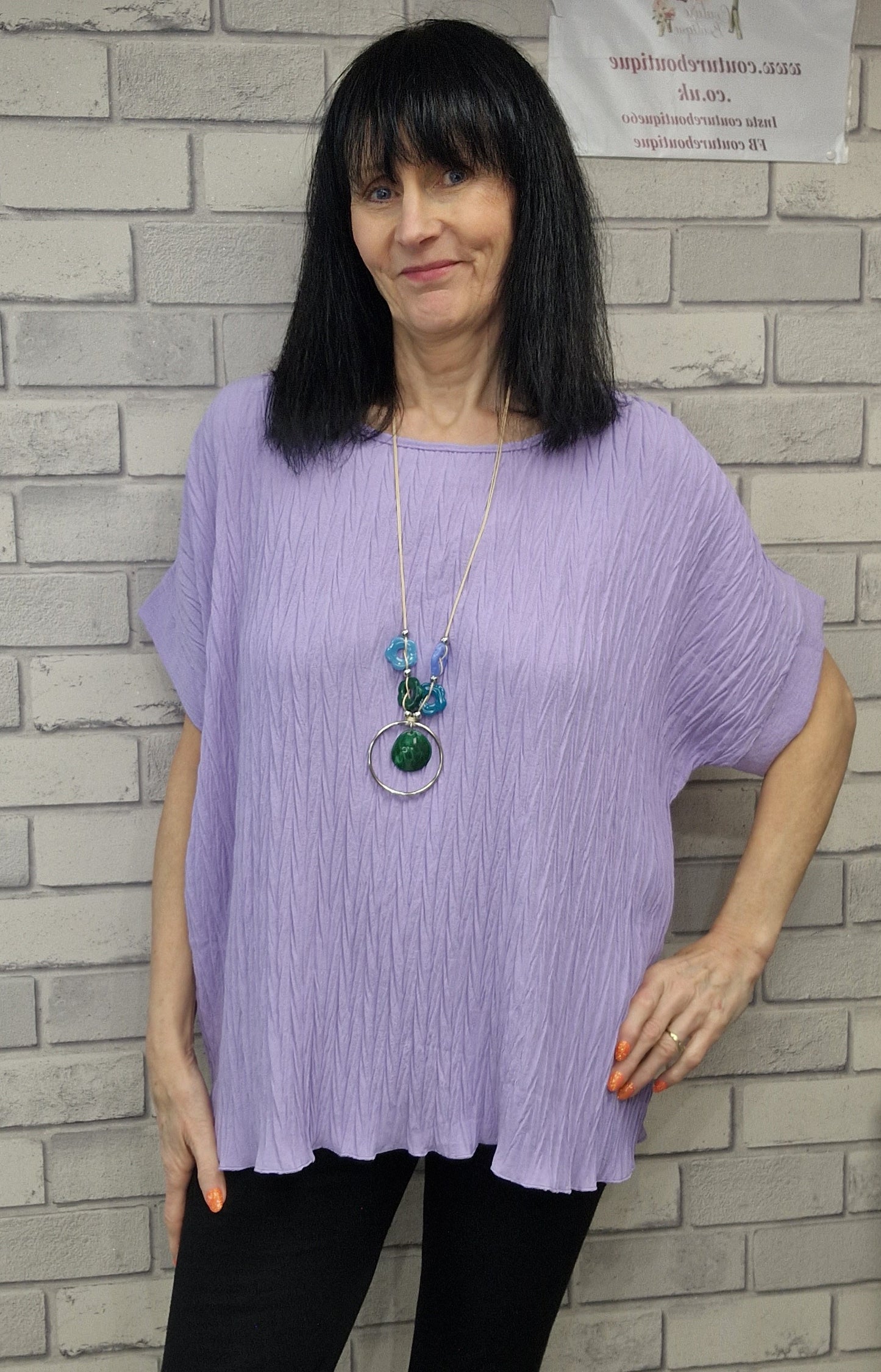Cathy Chiffon crinkle short sleeve top