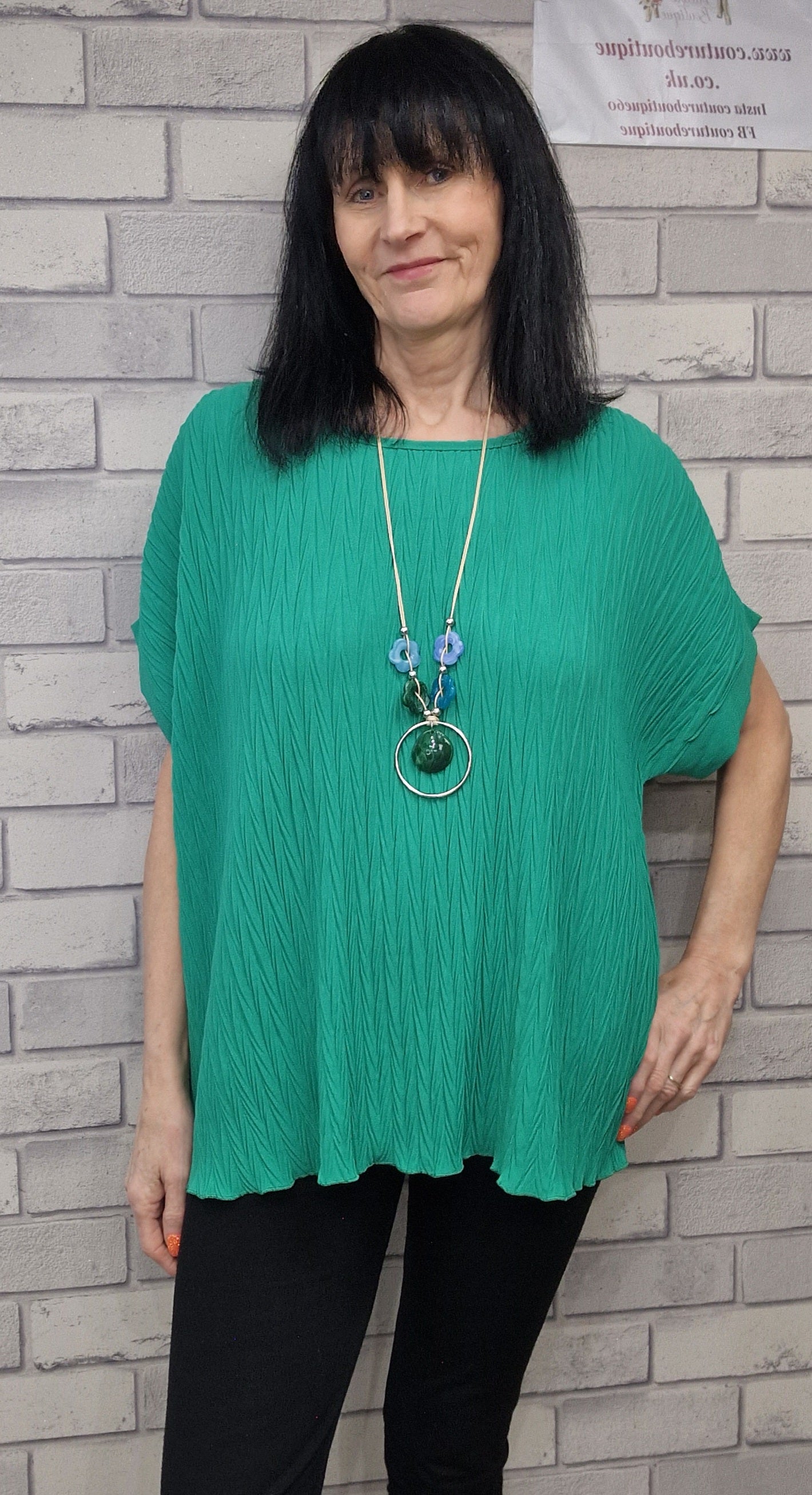 Cathy Chiffon crinkle short sleeve top