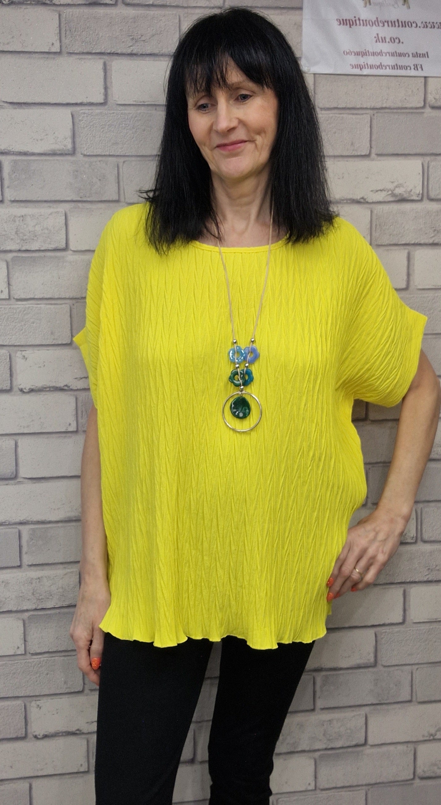 Cathy Chiffon crinkle short sleeve top