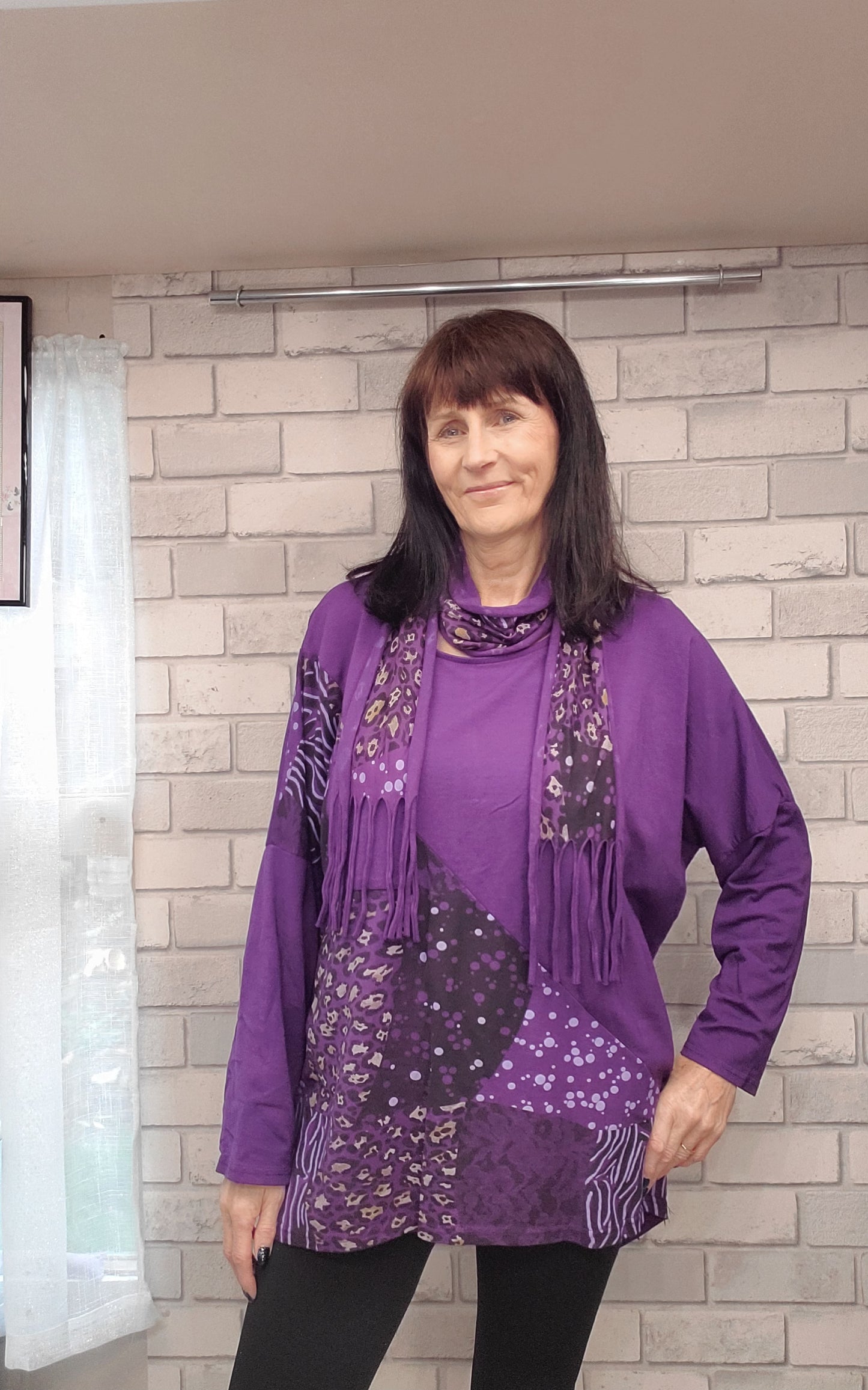 Anita Amimal Print Top  With Scarf