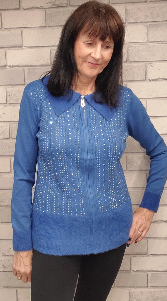 Bonnie Crystal Zip Cardigan