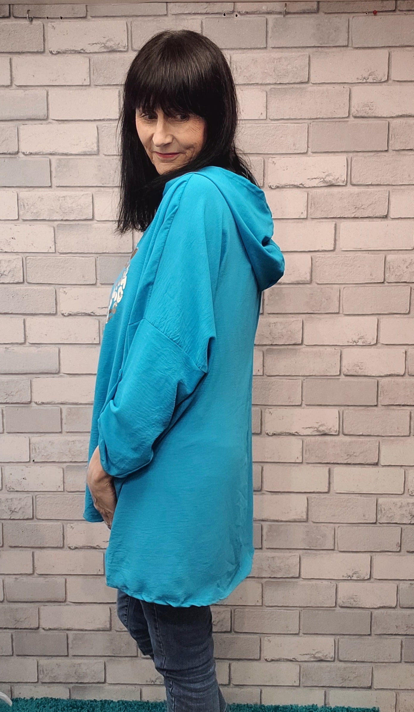 Gold Foil Heart Plus Size Hooded Top