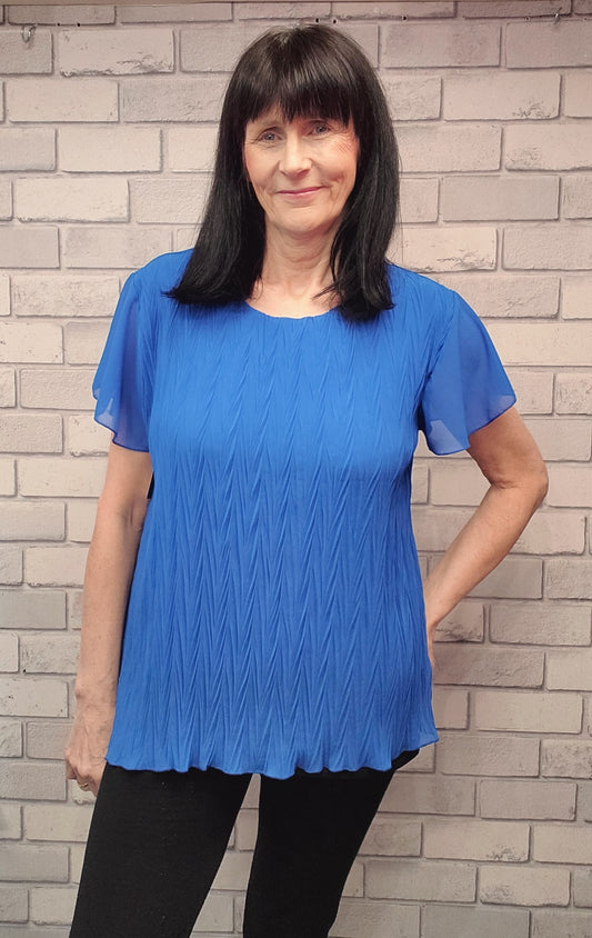 Cathy Chiffon crinkle short sleeve top