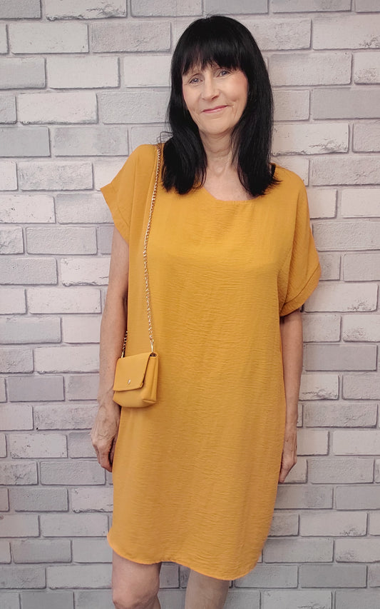 Carol Plain Summer Dress With Handbag