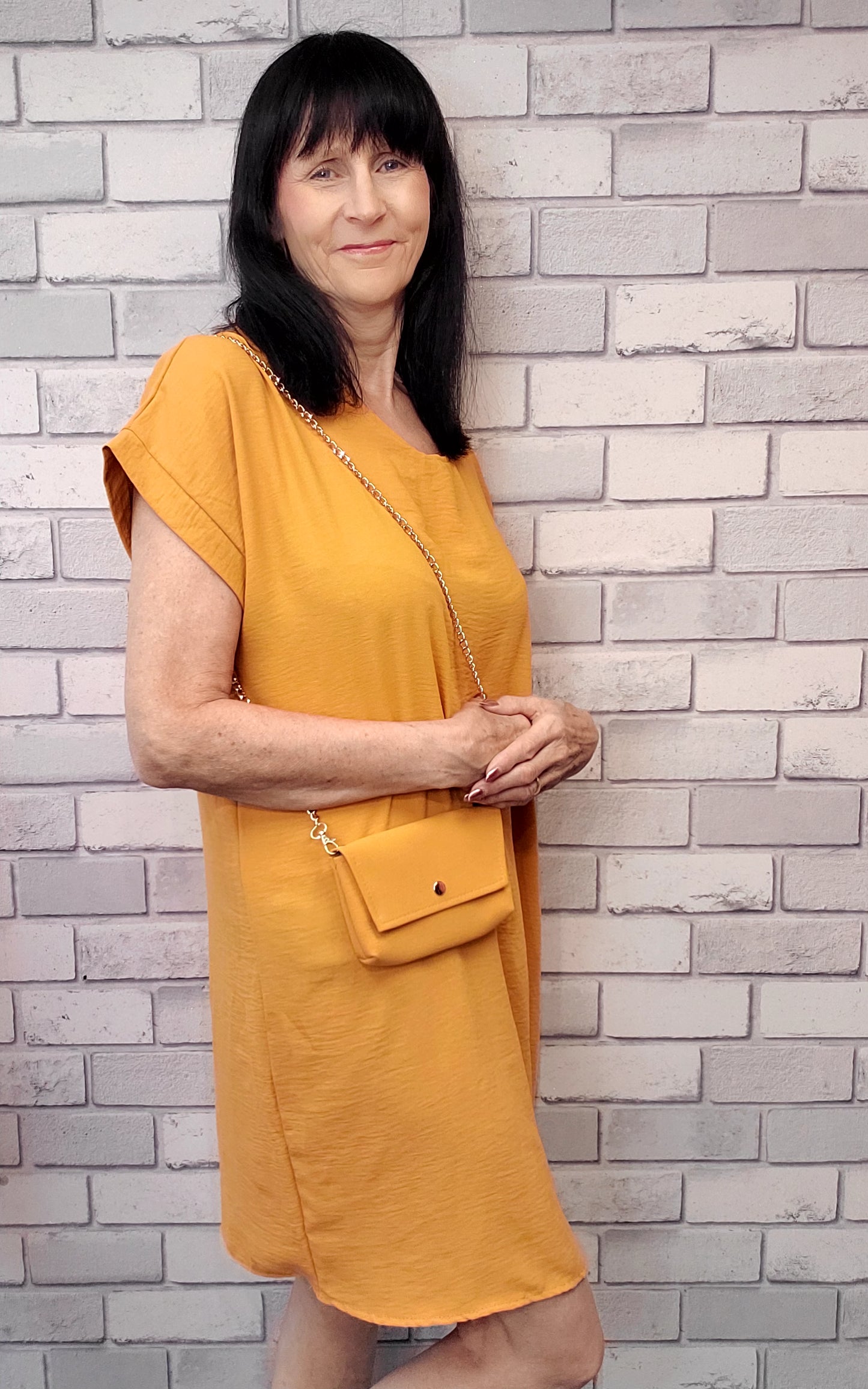 Carol Plain Summer Dress With Handbag