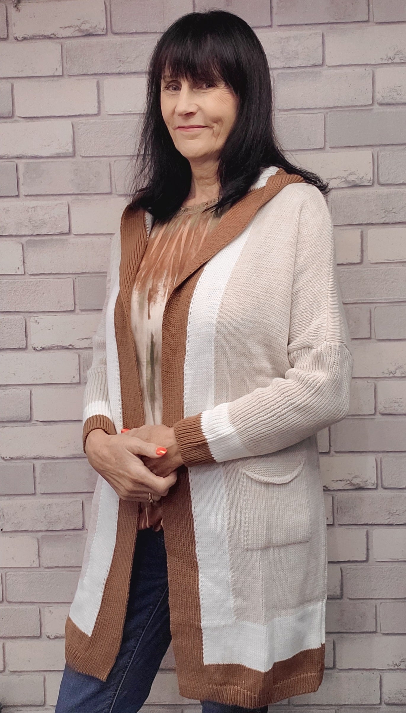 Long Cardigan  With Pockets And Hood