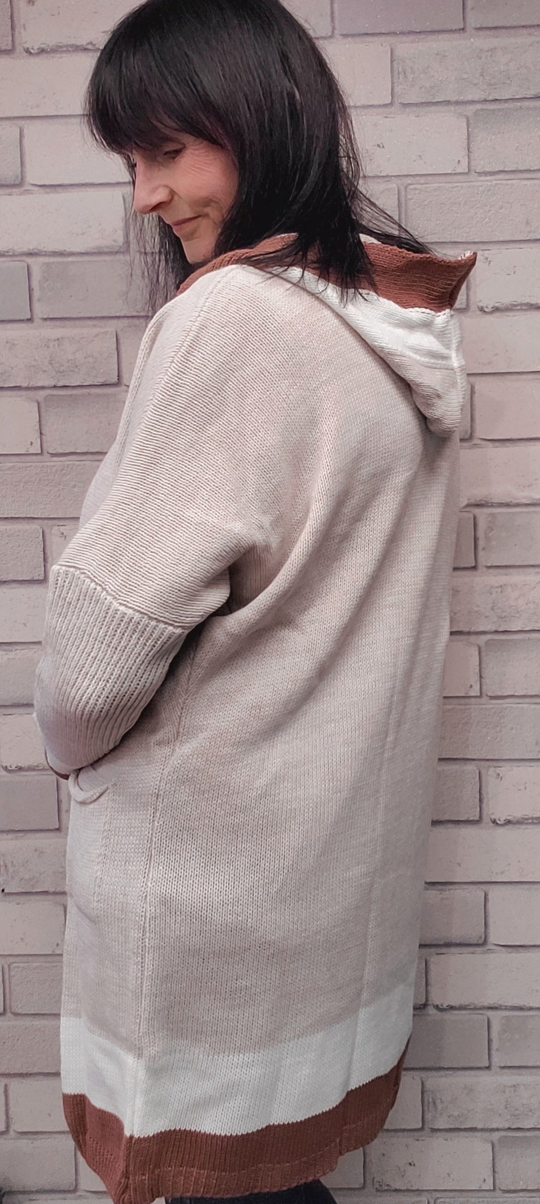 Long Cardigan  With Pockets And Hood