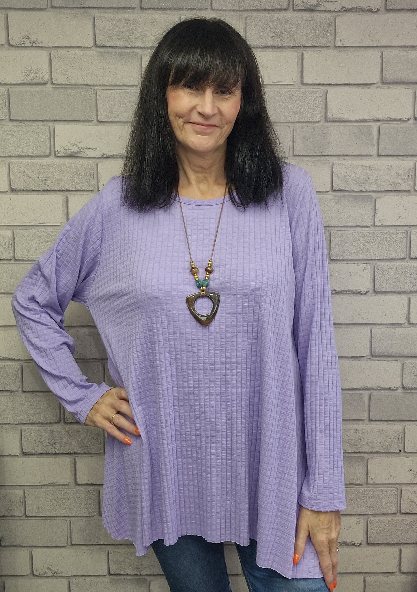 Lizzy Long Sleeve Top With  Necklace