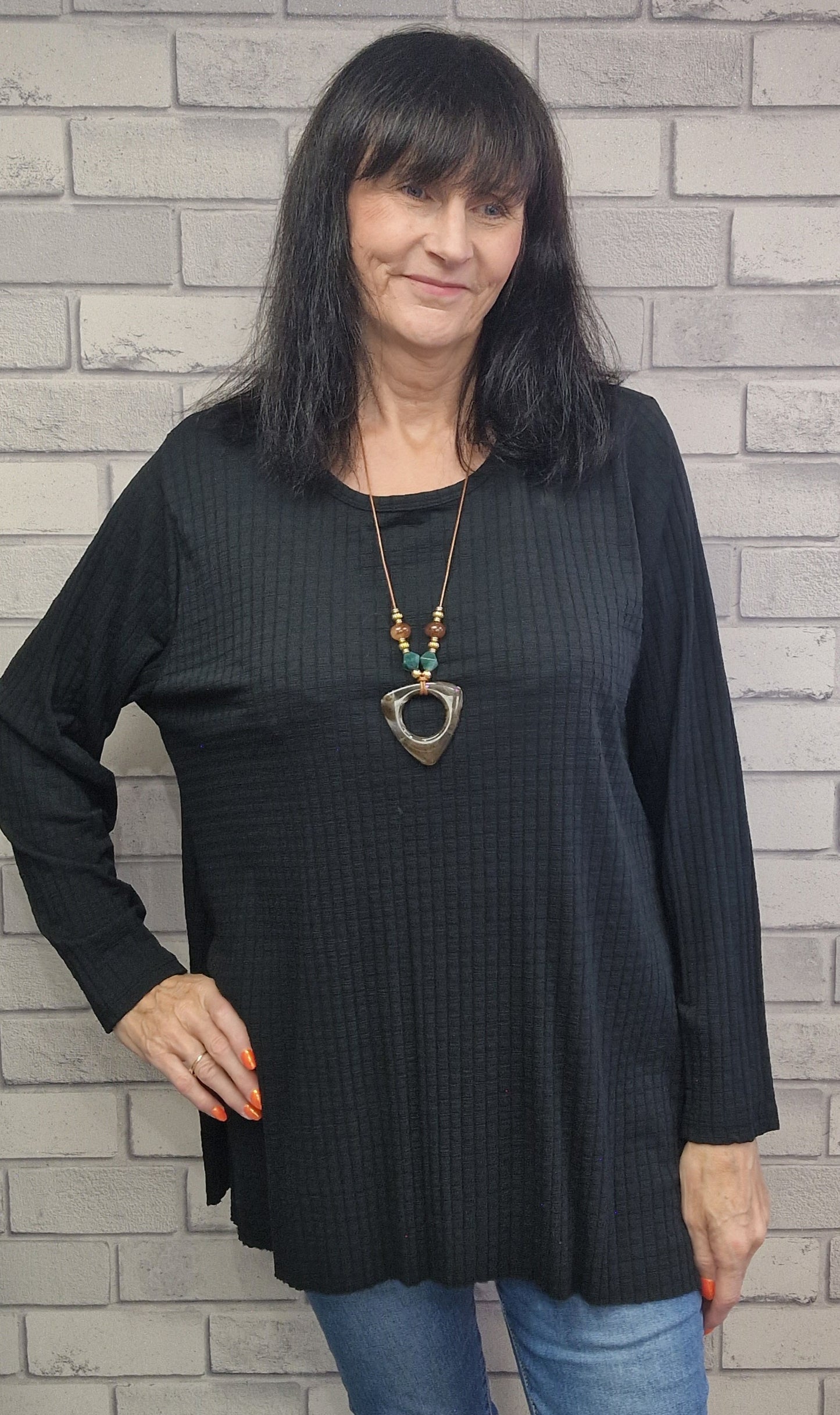 Lizzy Long Sleeve Top With  Necklace