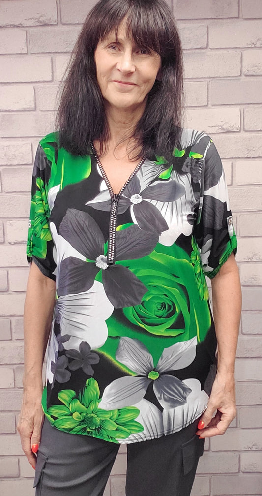 Caz Short Sleeve Zip Top