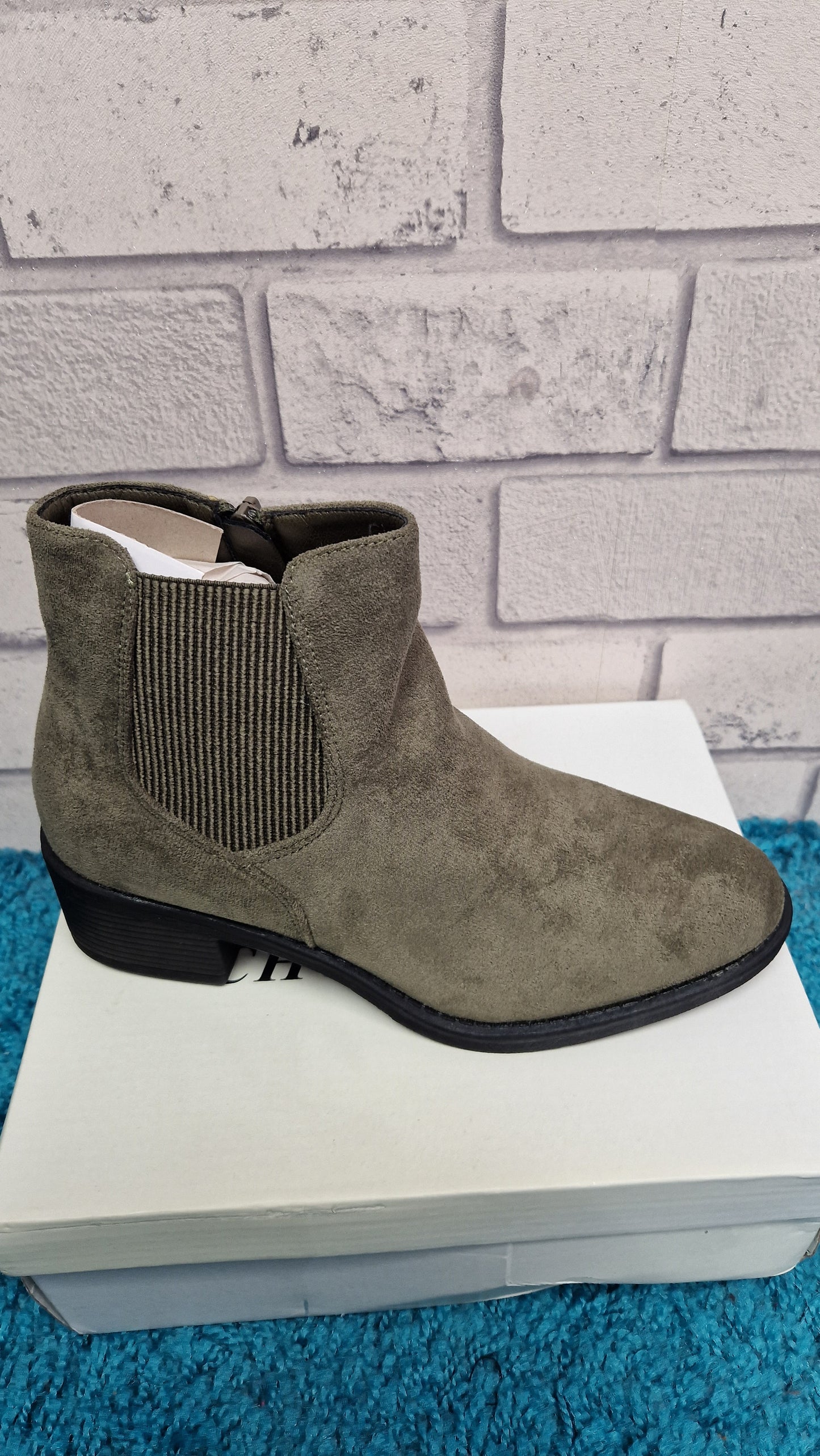 Suedette  Ankle  Boots With Zip