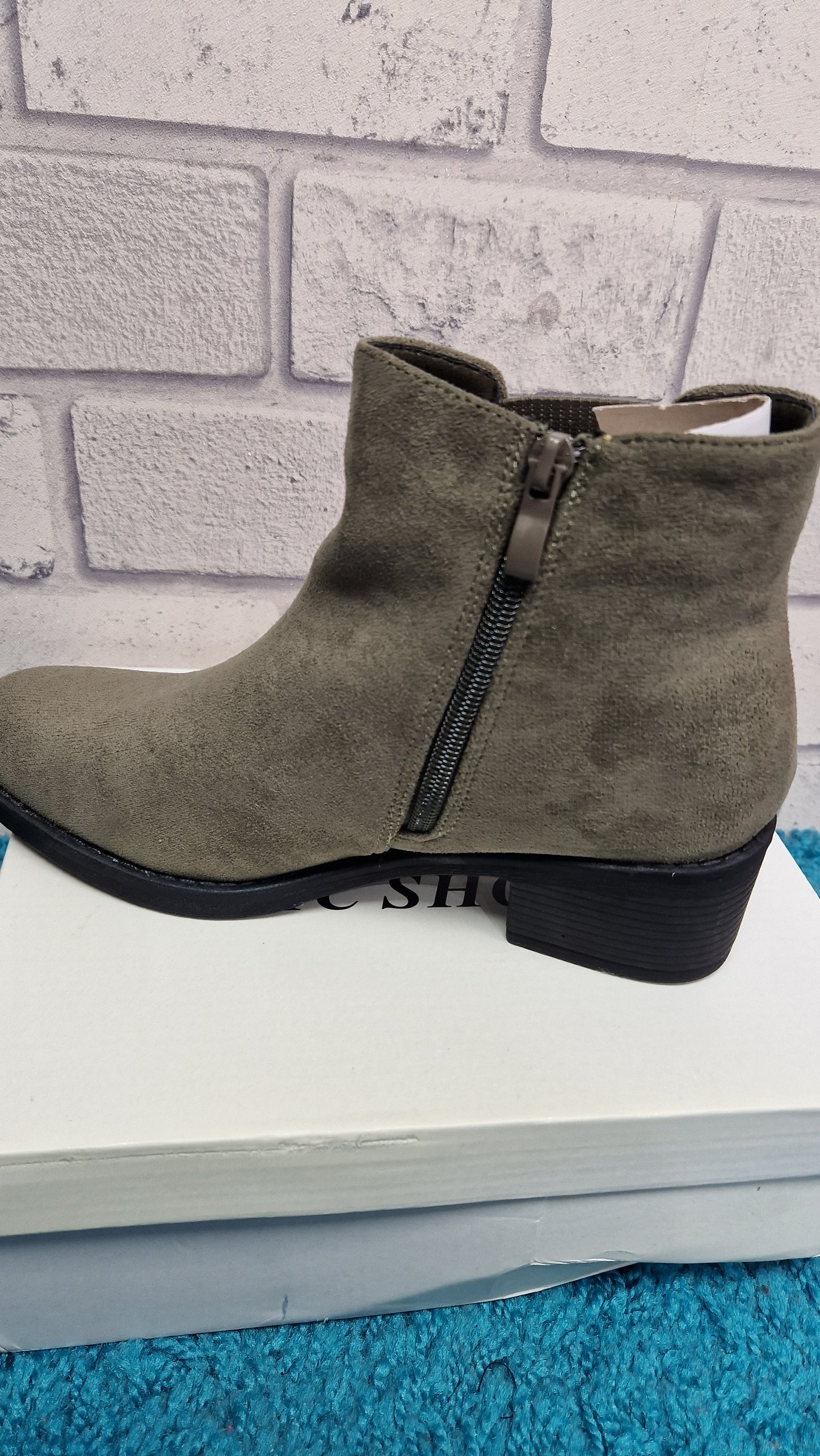Suedette  Ankle  Boots With Zip