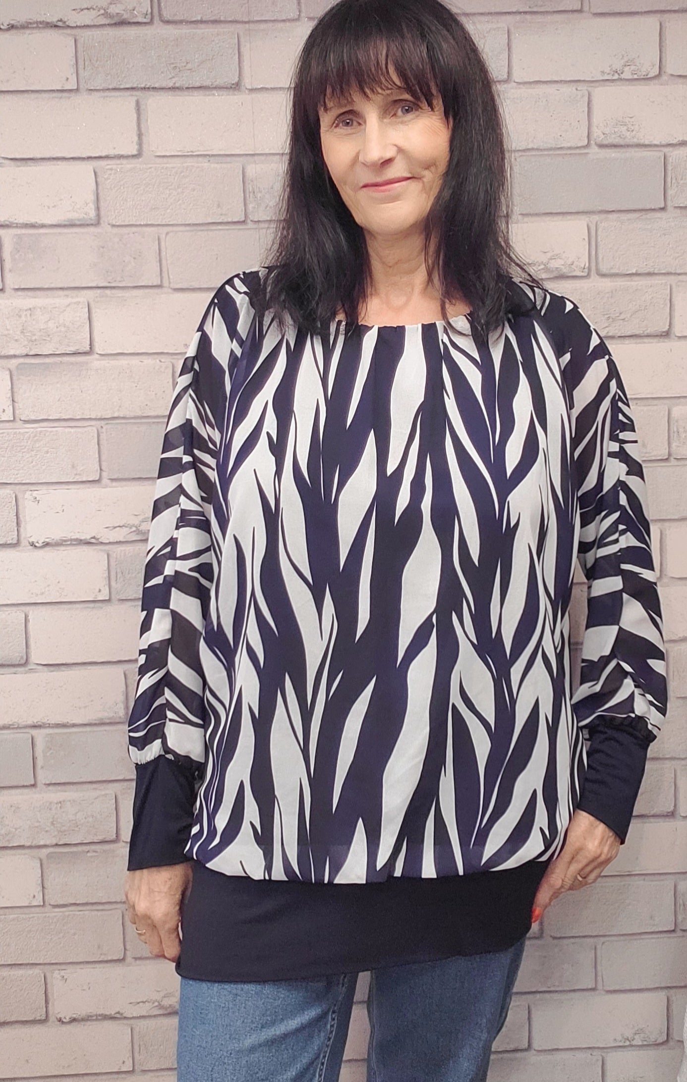 Leah Pattern  Chiffon Long Sleeve Top