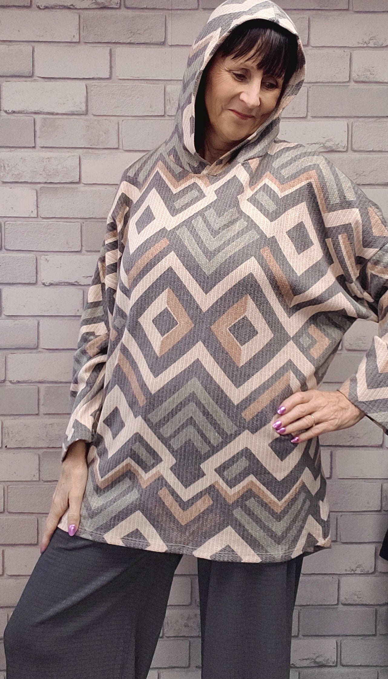 Sue Abstract Print Hoodie