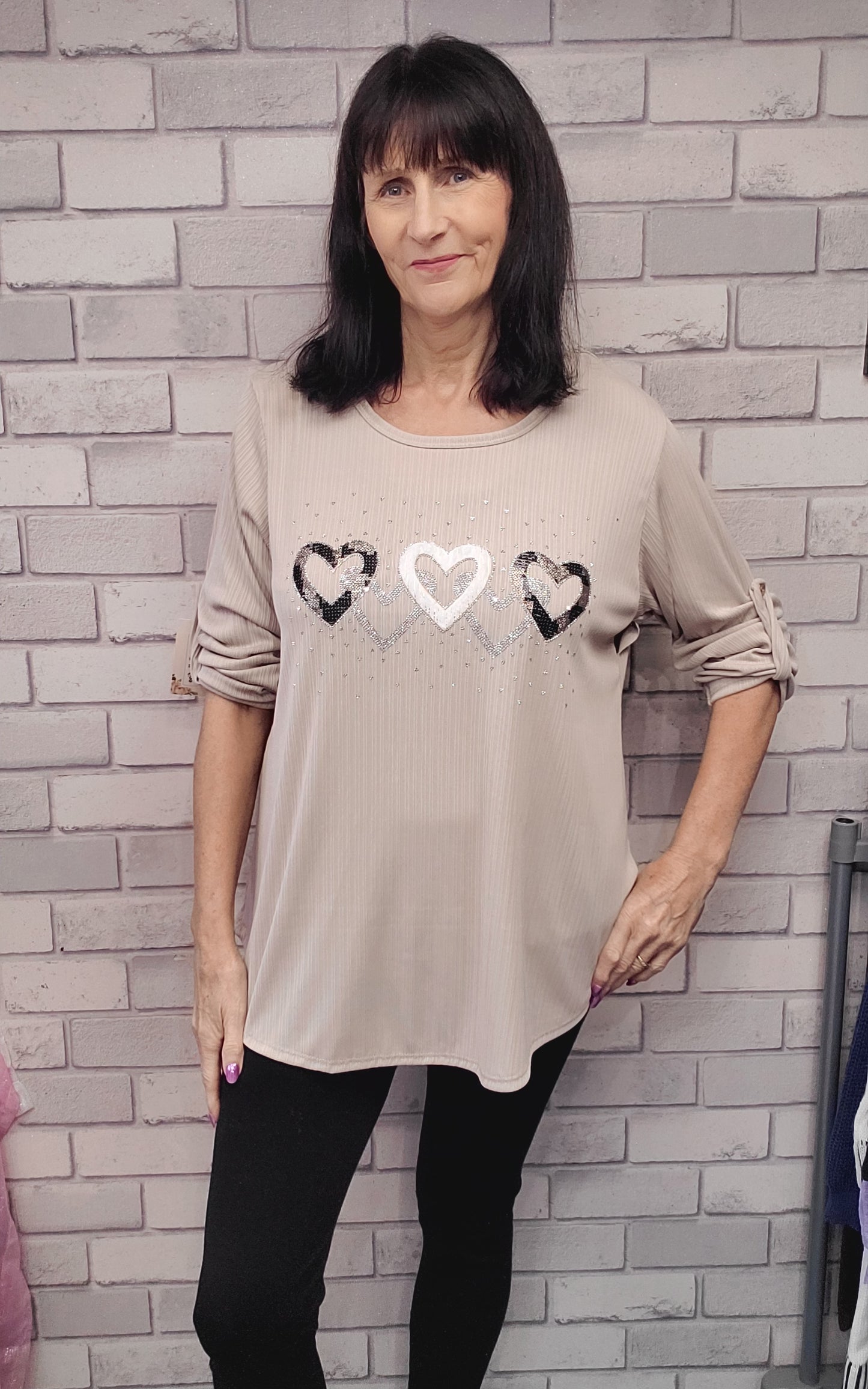 Liberty Long Sleeve Top With Heart Pattern