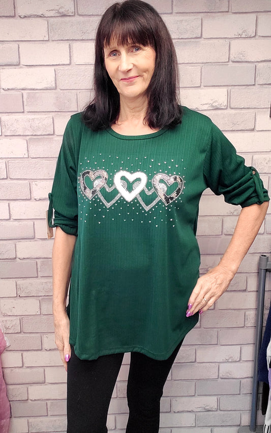 Liberty Long Sleeve Top With Heart Pattern