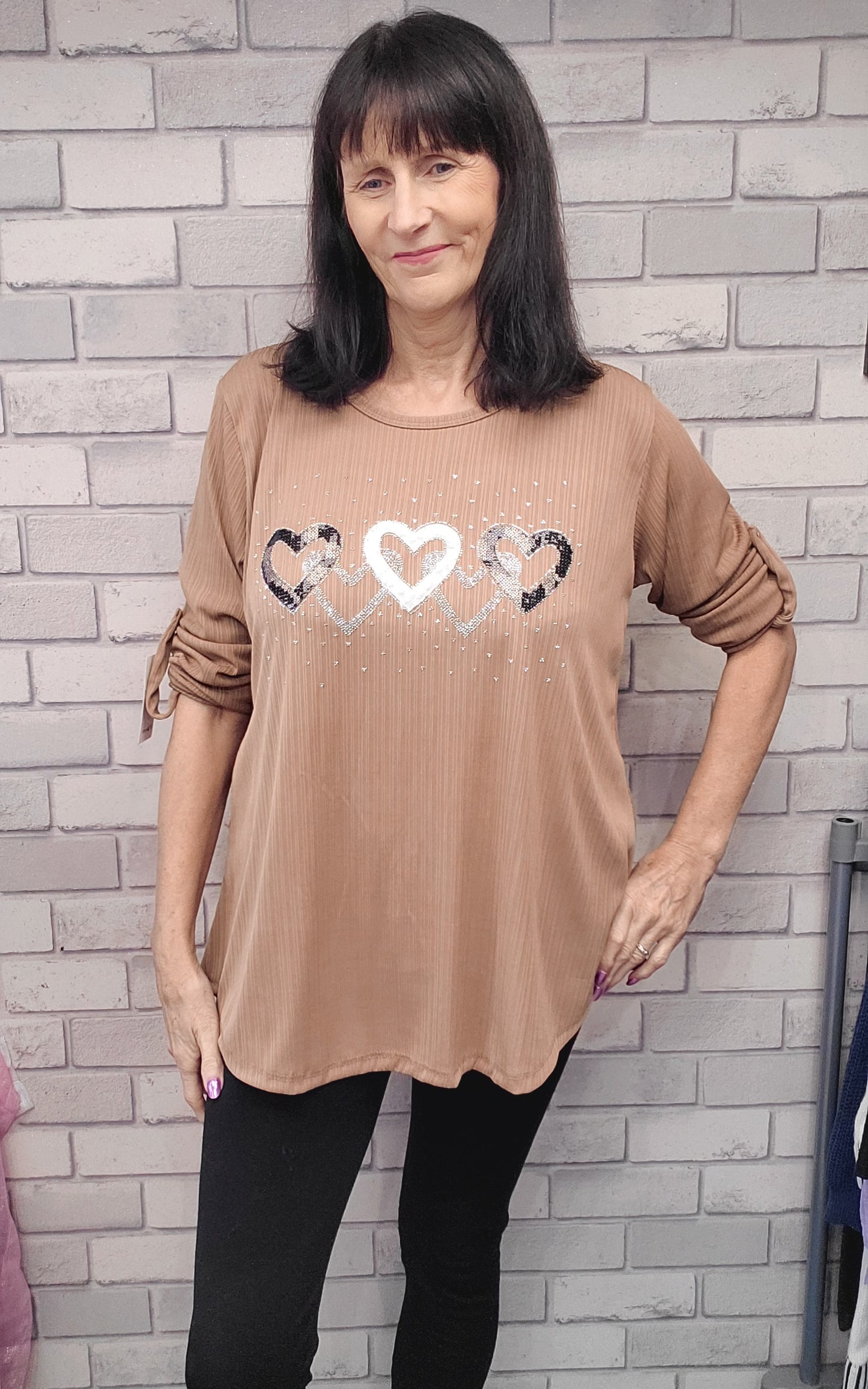 Liberty Long Sleeve Top With Heart Pattern