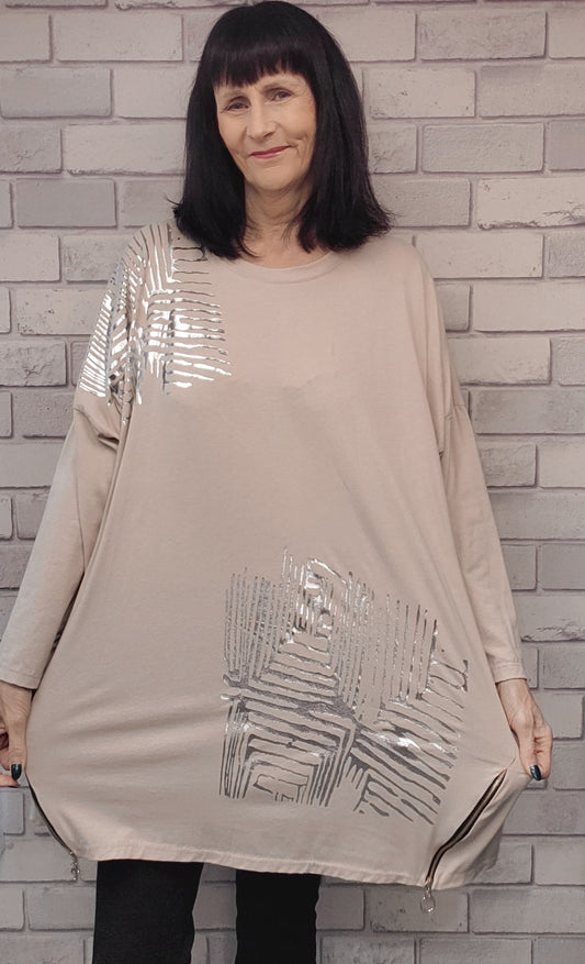Joey Foil Print Long Sleeve Tunic
