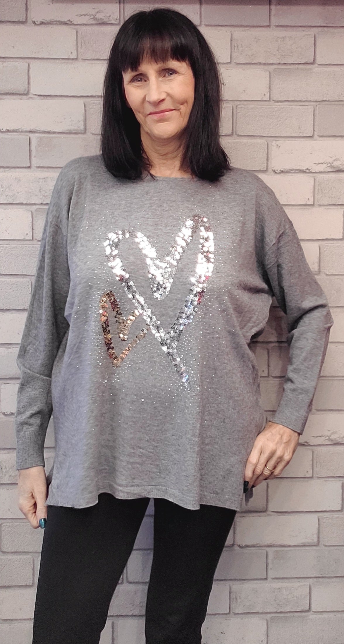 Marg Double Sequin  Heart Jumper