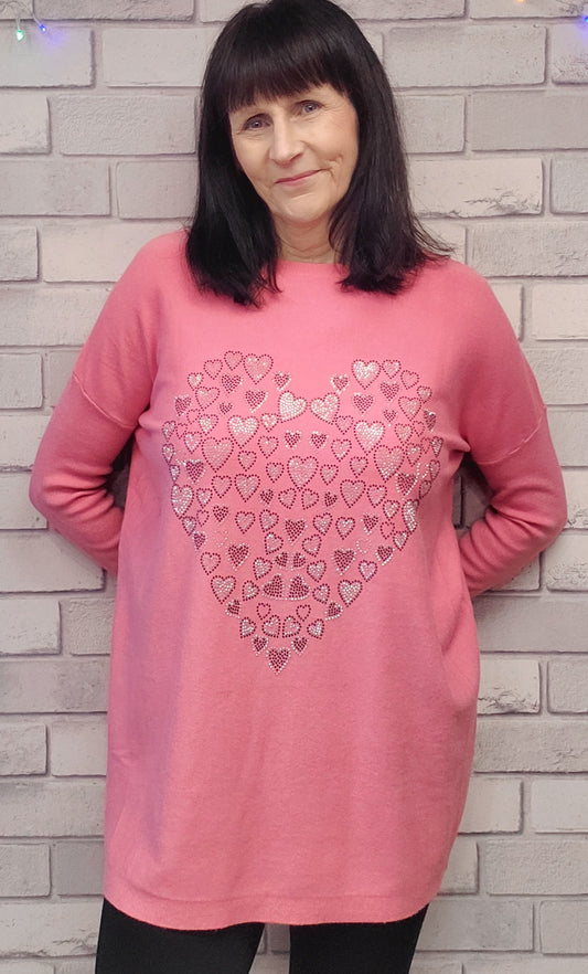 Imelda Crystal Heart Soft Knit Jumper