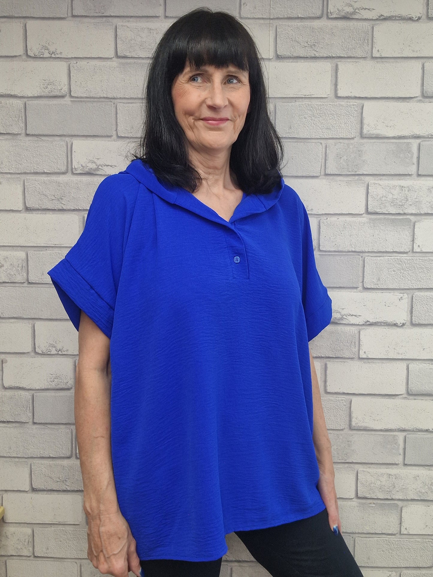 Keria Short Sleeve Hooded Blouse Top