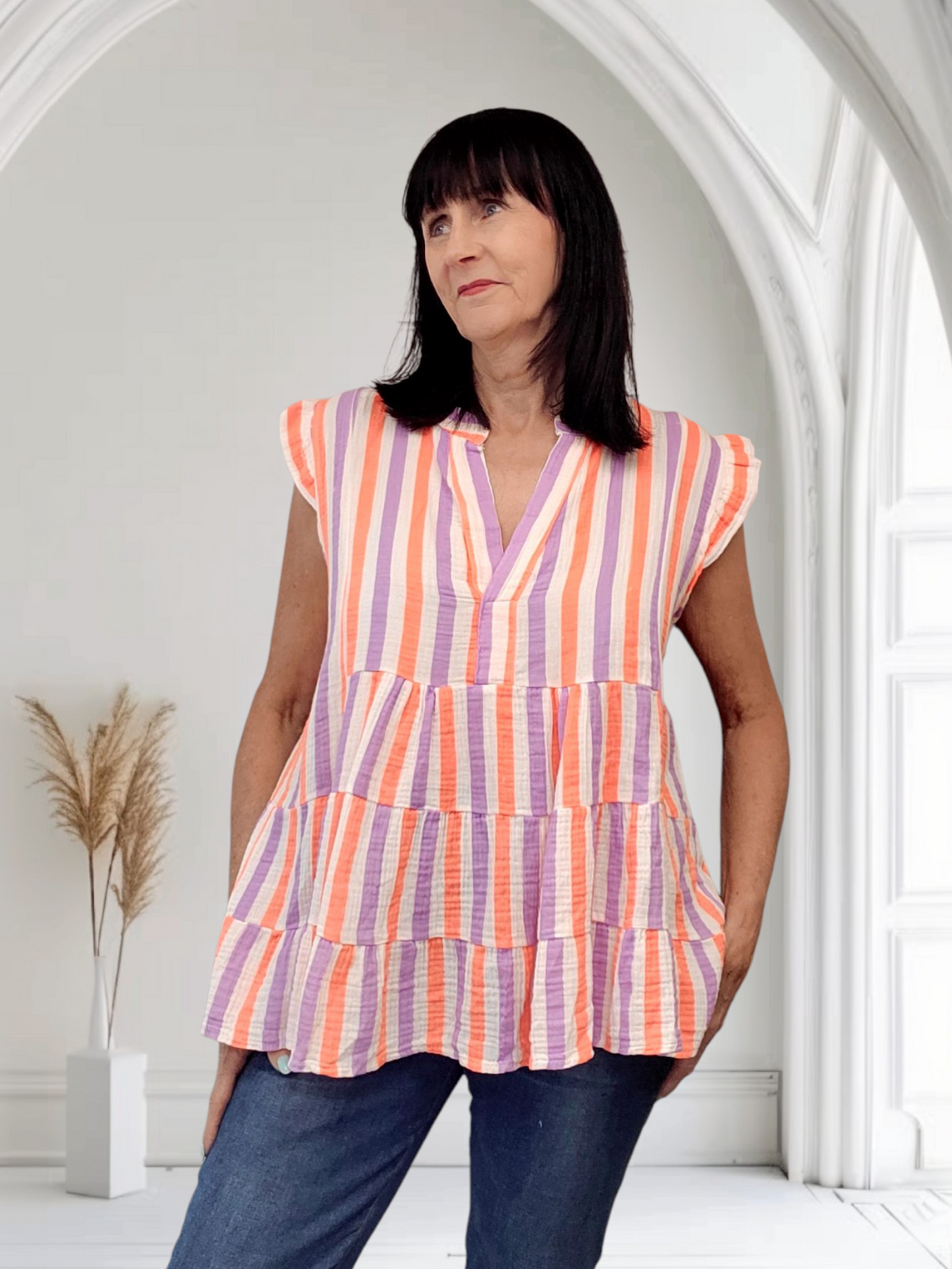 Fleur Summer Florescent Top Short Sleeves - Couture Boutique