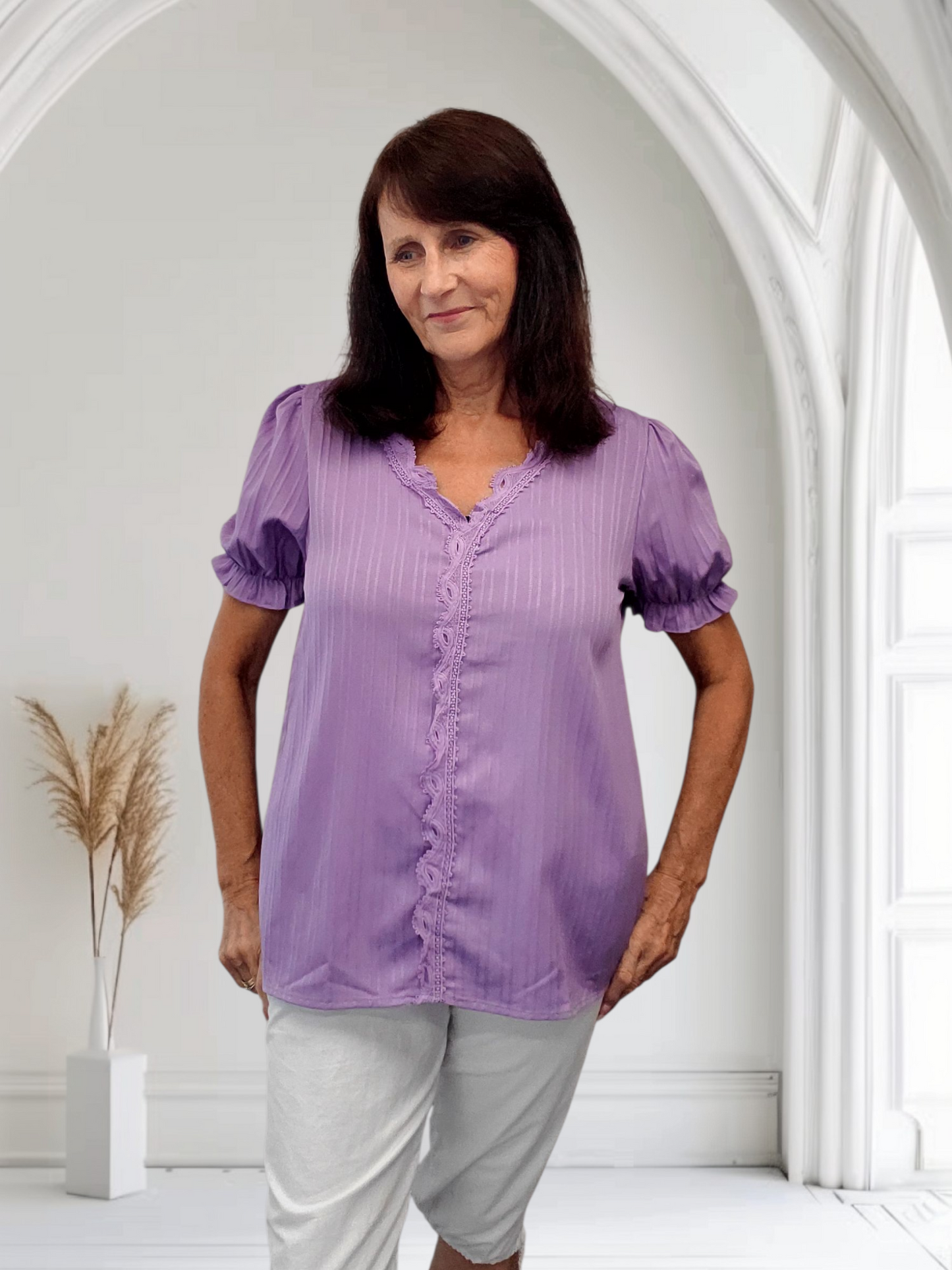 Val Short Sleeve  Top With Lace Detailing