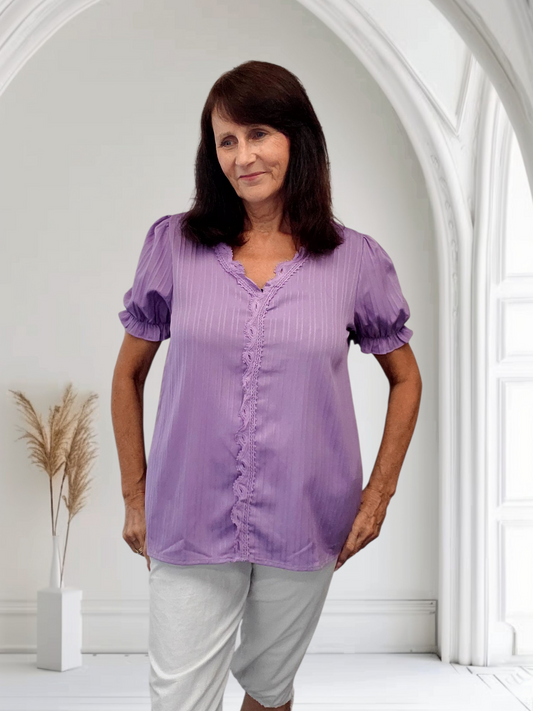 Val Short Sleeve  Top With Lace Detailing