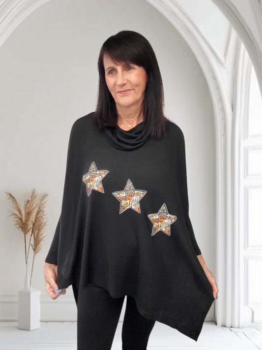 Demi Oversized Animal Print Star Top – Perfect with Leggings