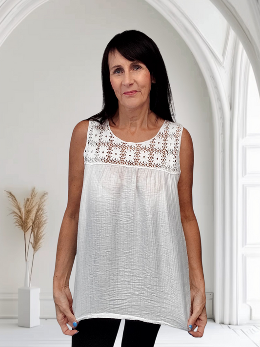 Dora Chic Crochet Trim Vest Top for Women