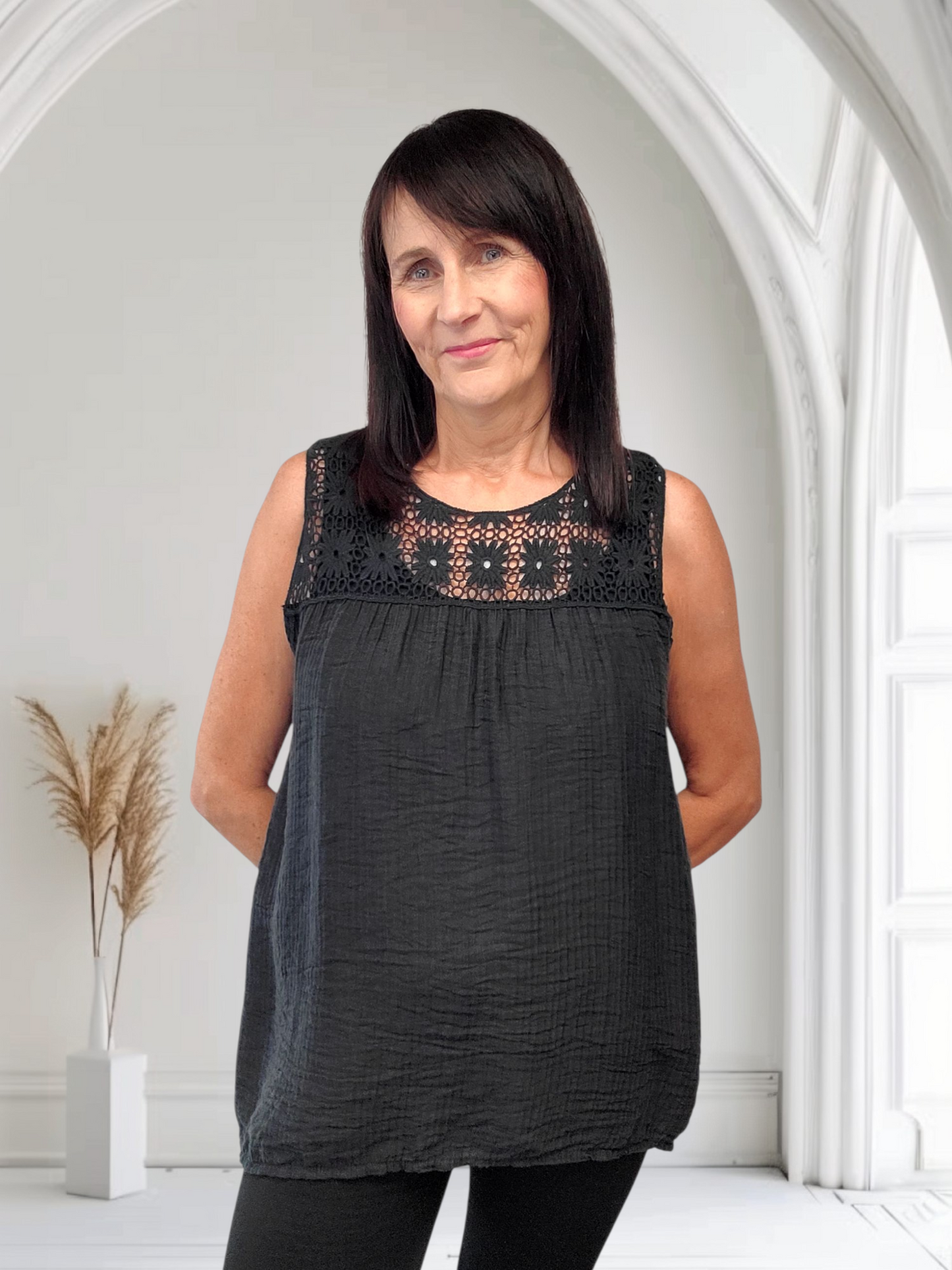Dora Chic Crochet Trim Vest Top for Women