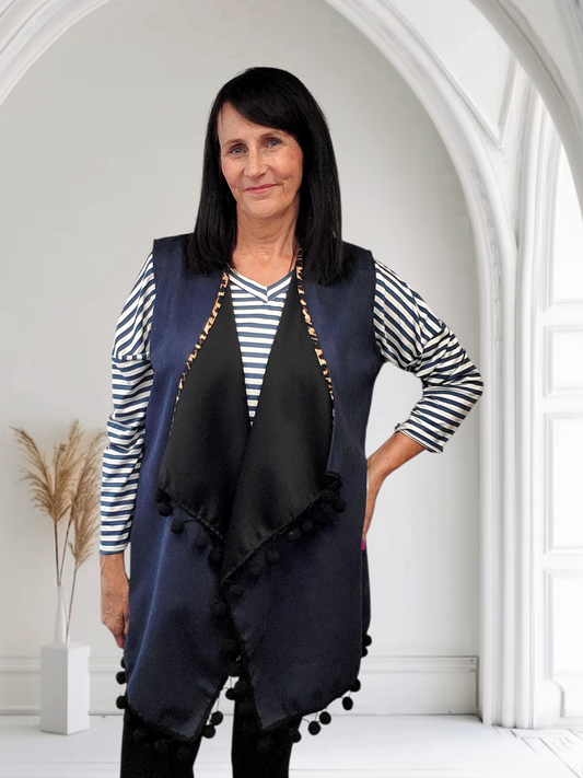 Stylish Ladies Gilet – Pom Pom Design