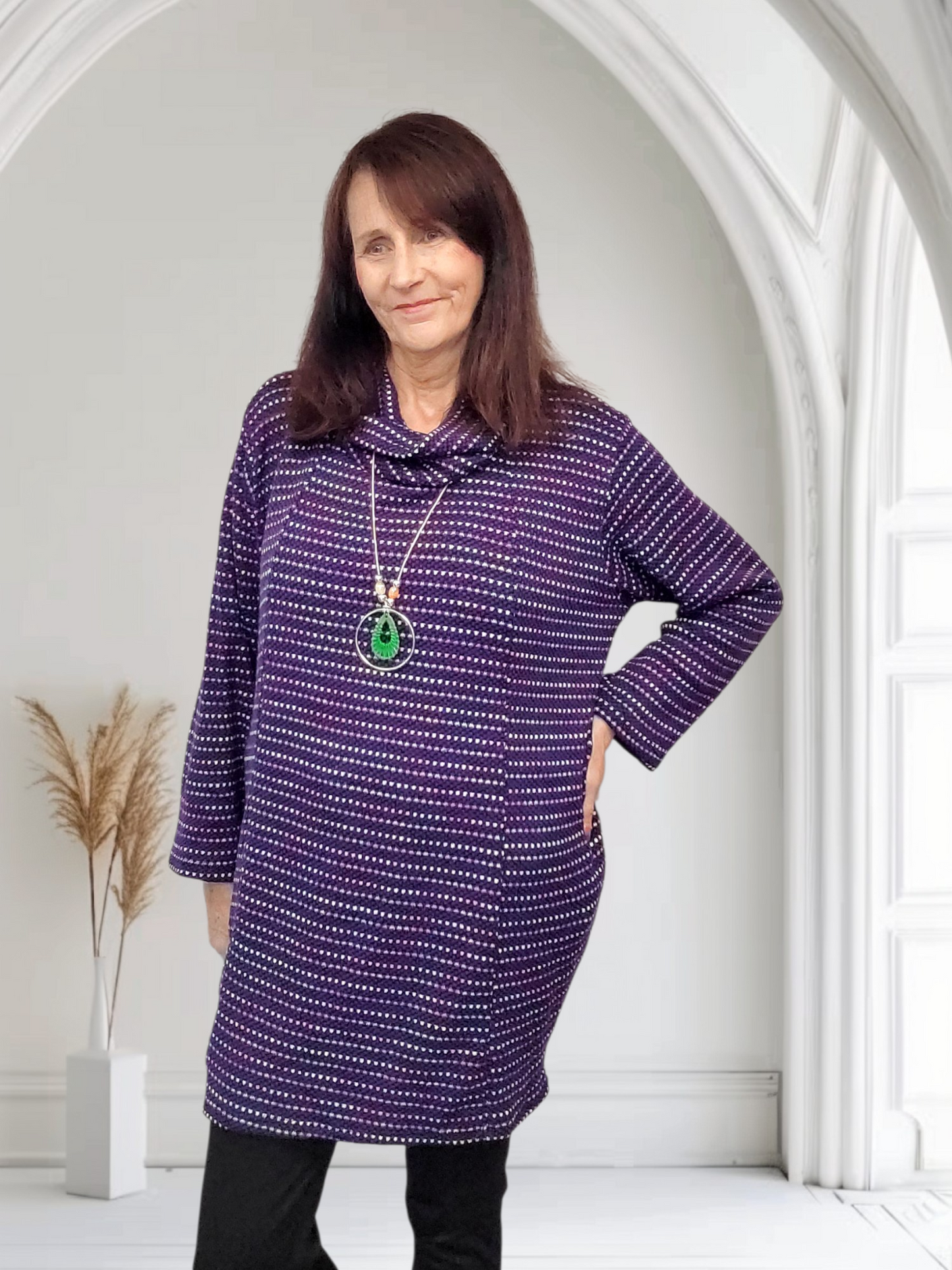 Dina Knitted Multi-Colour Dress – Cozy & Stylish